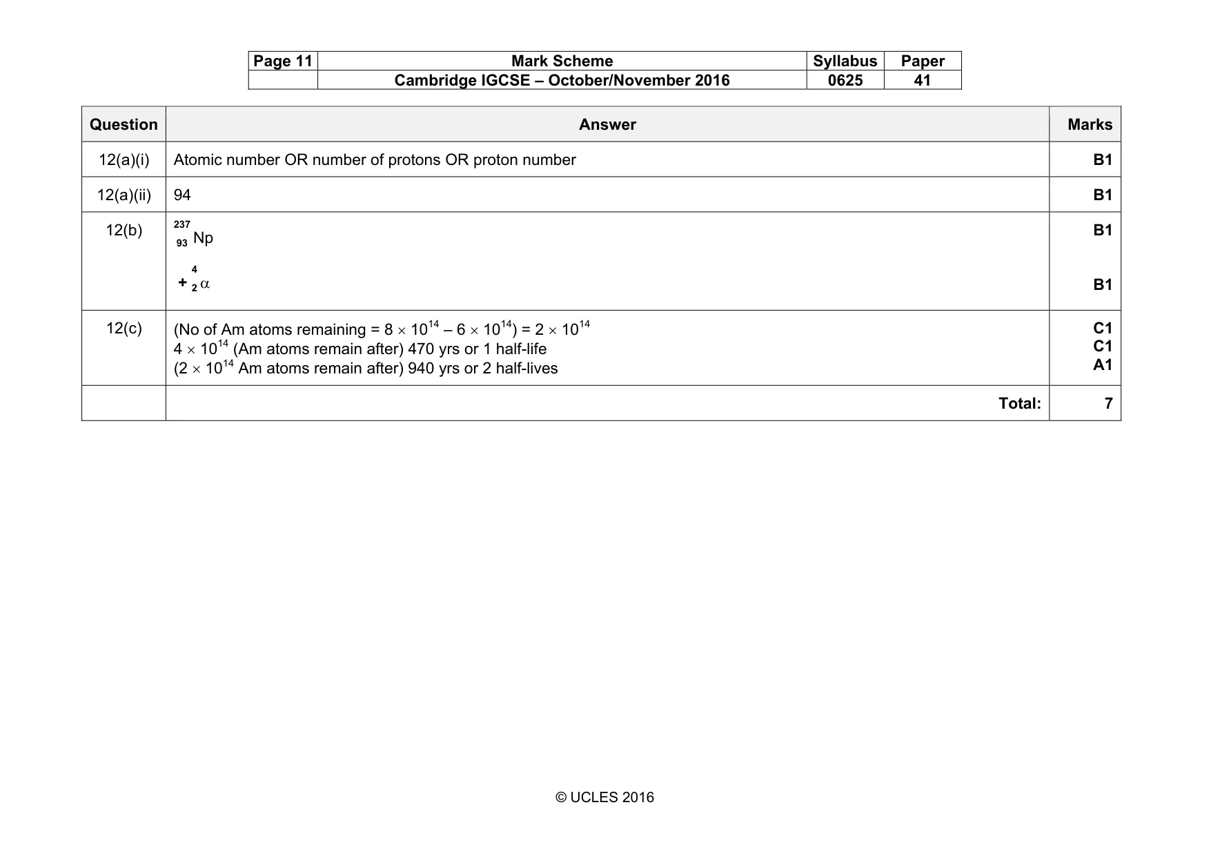 Mark scheme, page 11 of 11
