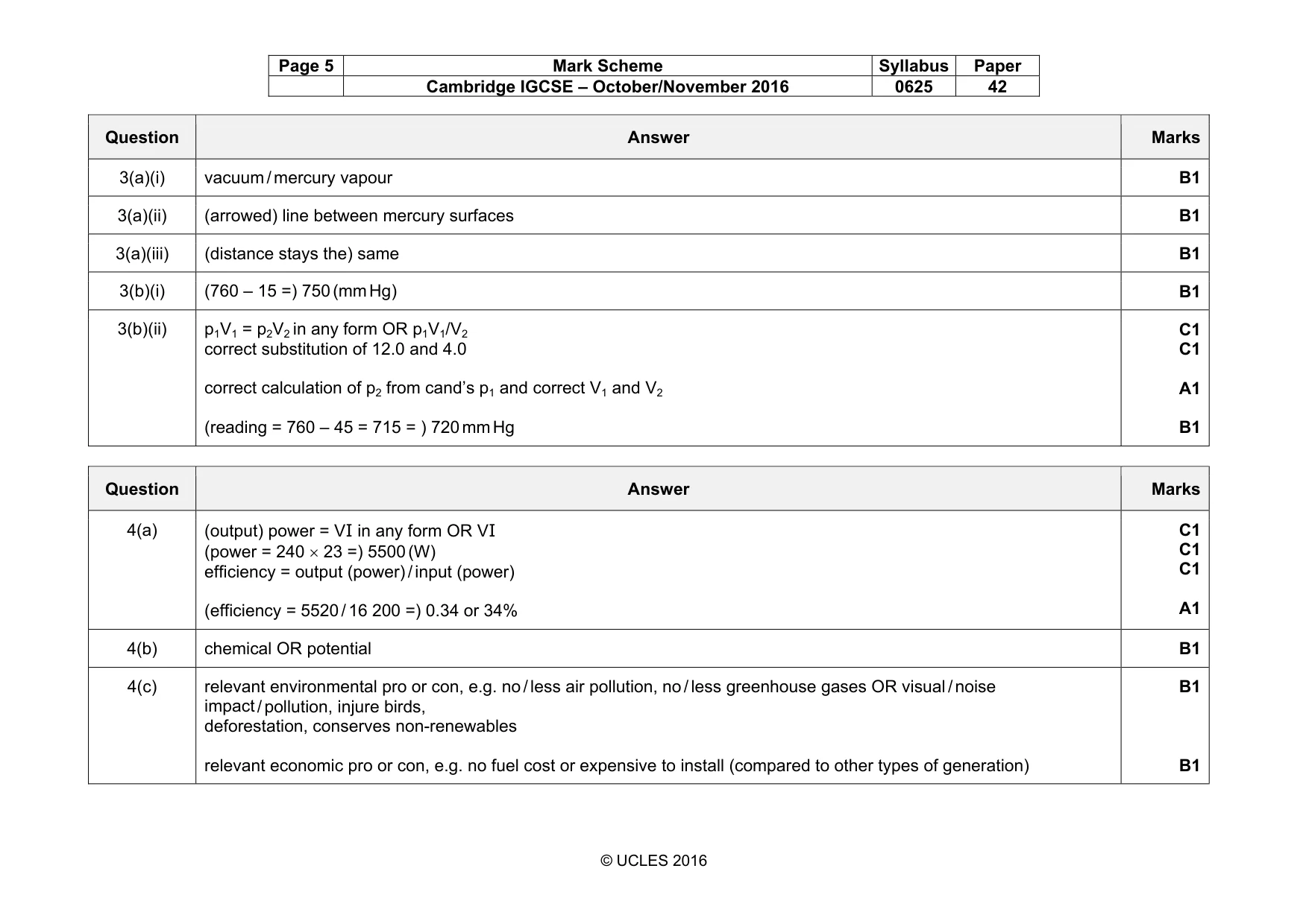 Mark scheme, page 5 of 9