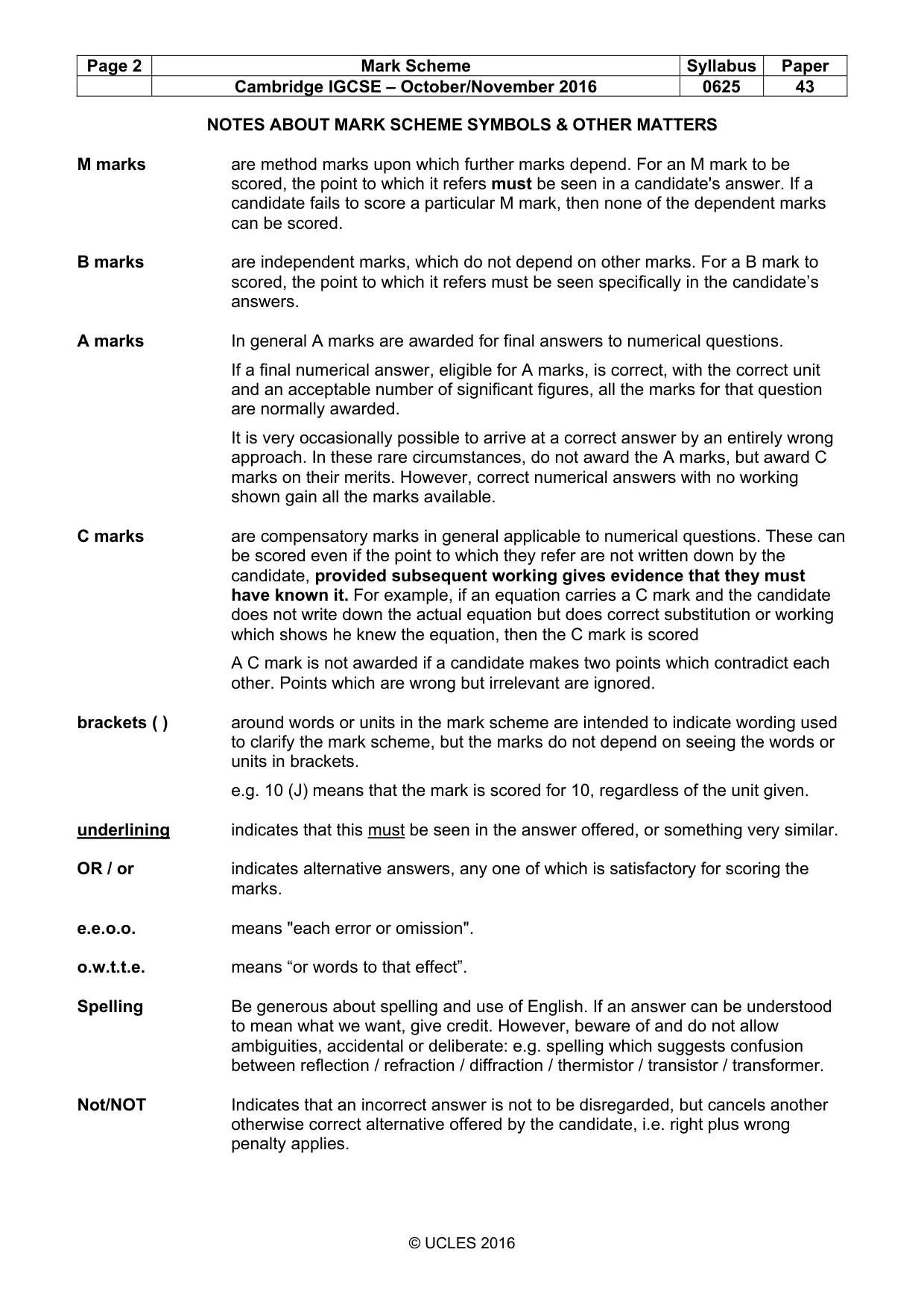 Mark scheme, page 2 of 11