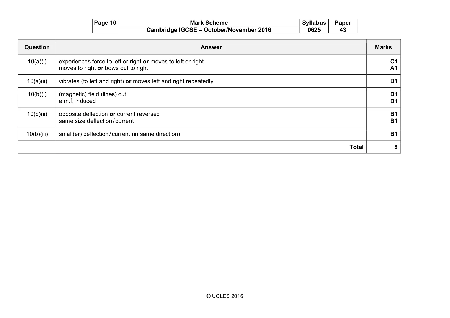 Mark scheme, page 10 of 11