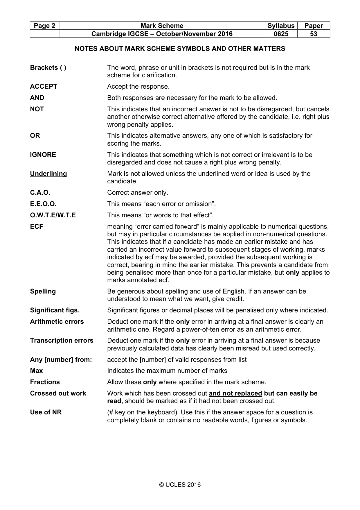 Mark scheme, page 2 of 6