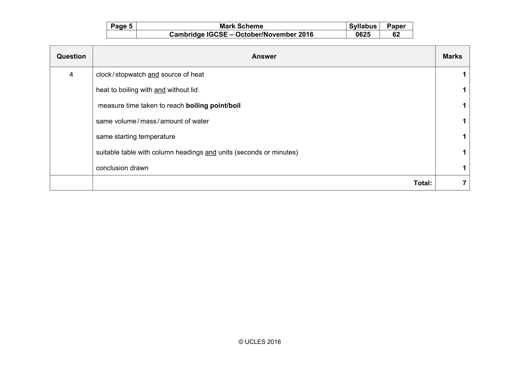 Mark scheme, page 5 of 6