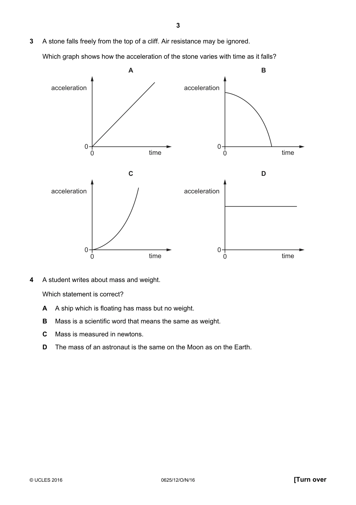 Cambridge IGCSE Physics 0625 2016 Oct/Nov Paper 1 · Variant 2 question paper, page 3 of 20