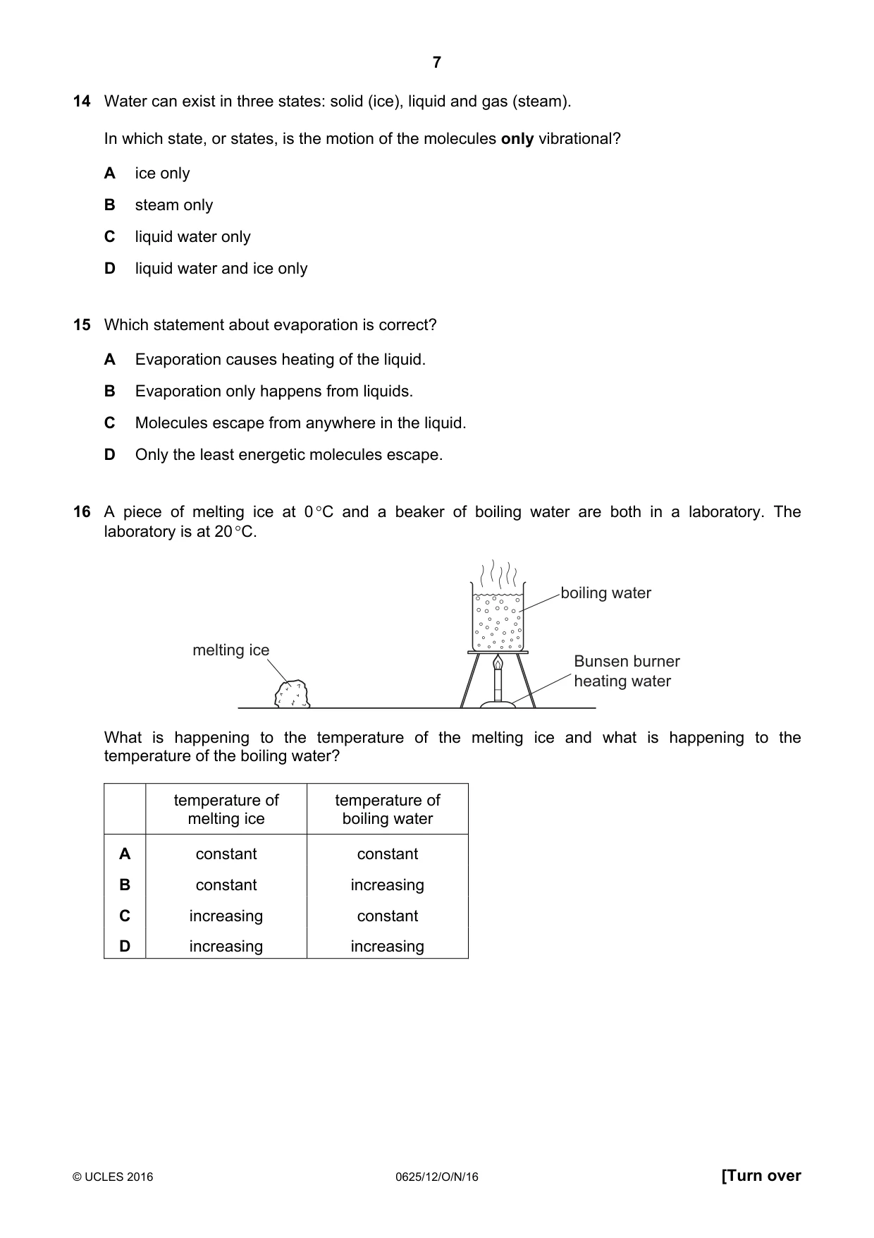 Cambridge IGCSE Physics 0625 2016 Oct/Nov Paper 1 · Variant 2 question paper, page 7 of 20