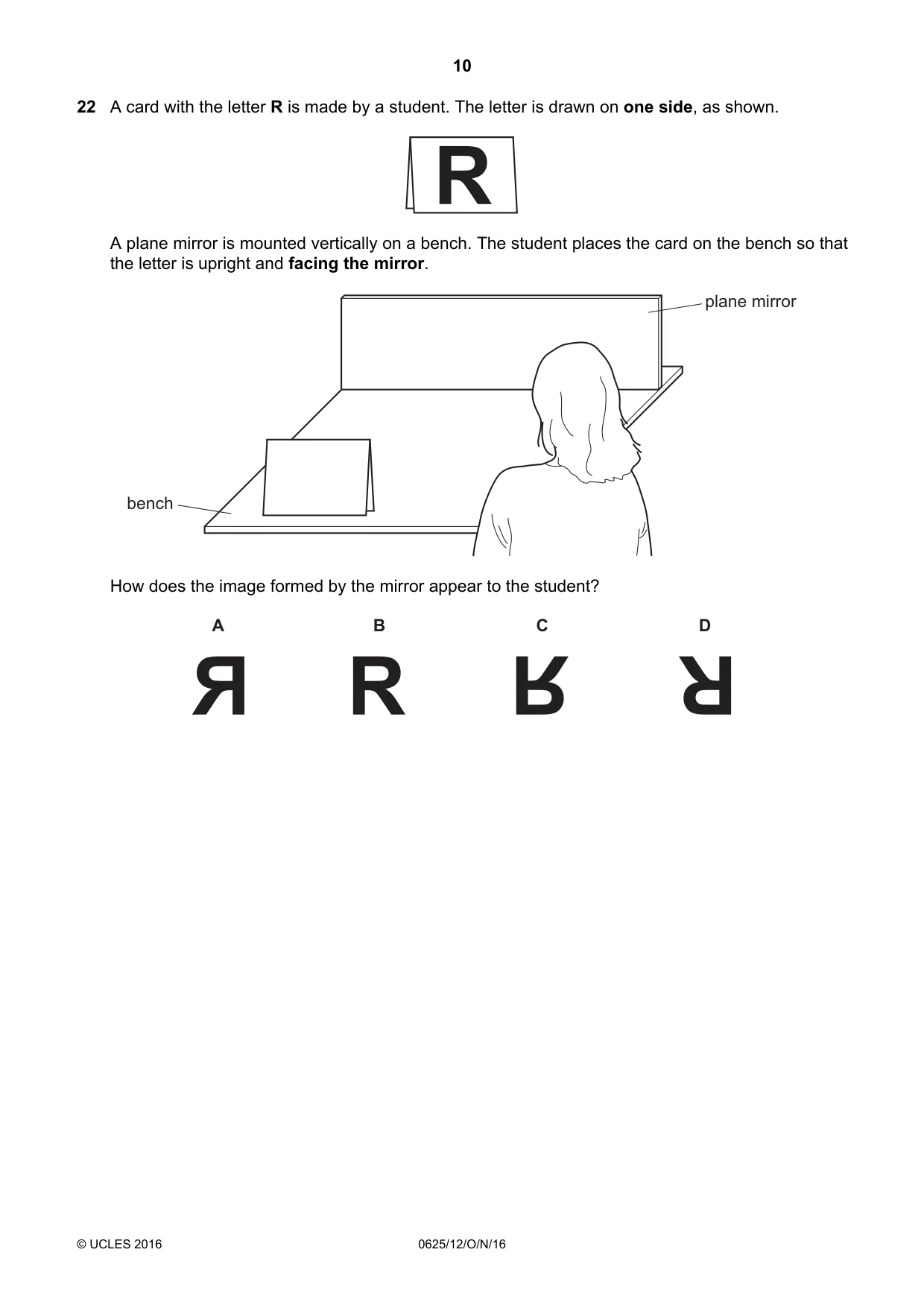 Cambridge IGCSE Physics 0625 2016 Oct/Nov Paper 1 · Variant 2 question paper, page 10 of 20