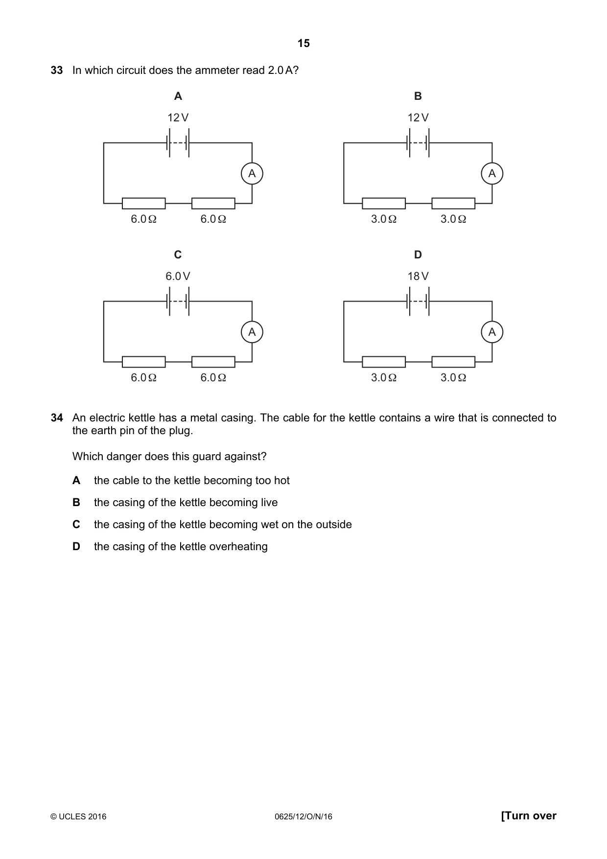 Cambridge IGCSE Physics 0625 2016 Oct/Nov Paper 1 · Variant 2 question paper, page 15 of 20