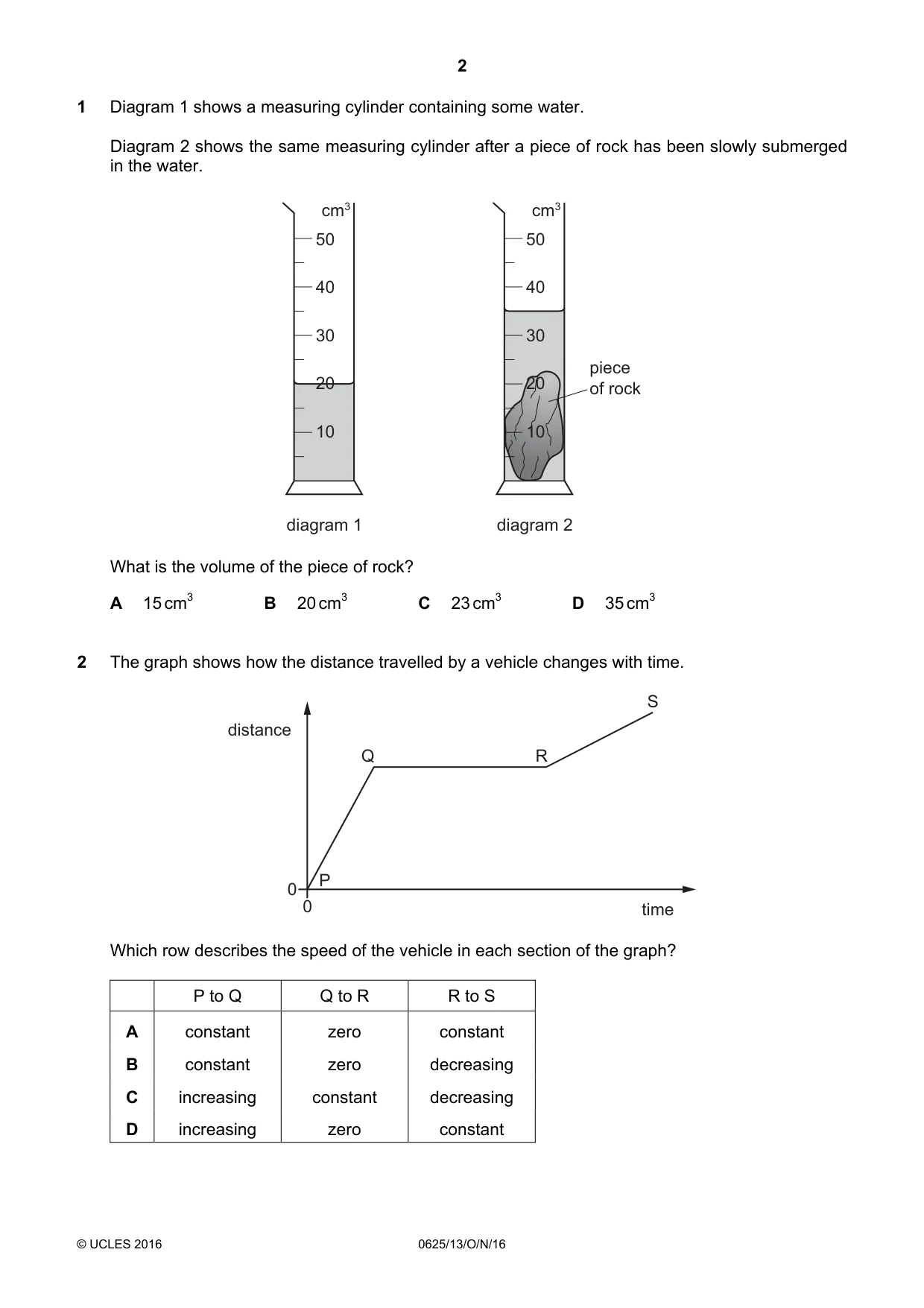 Cambridge IGCSE Physics 0625 2016 Oct/Nov Paper 1 · Variant 3 question paper, page 2 of 20