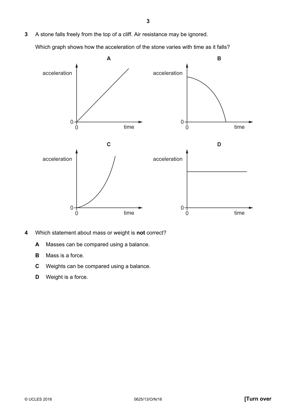 Cambridge IGCSE Physics 0625 2016 Oct/Nov Paper 1 · Variant 3 question paper, page 3 of 20