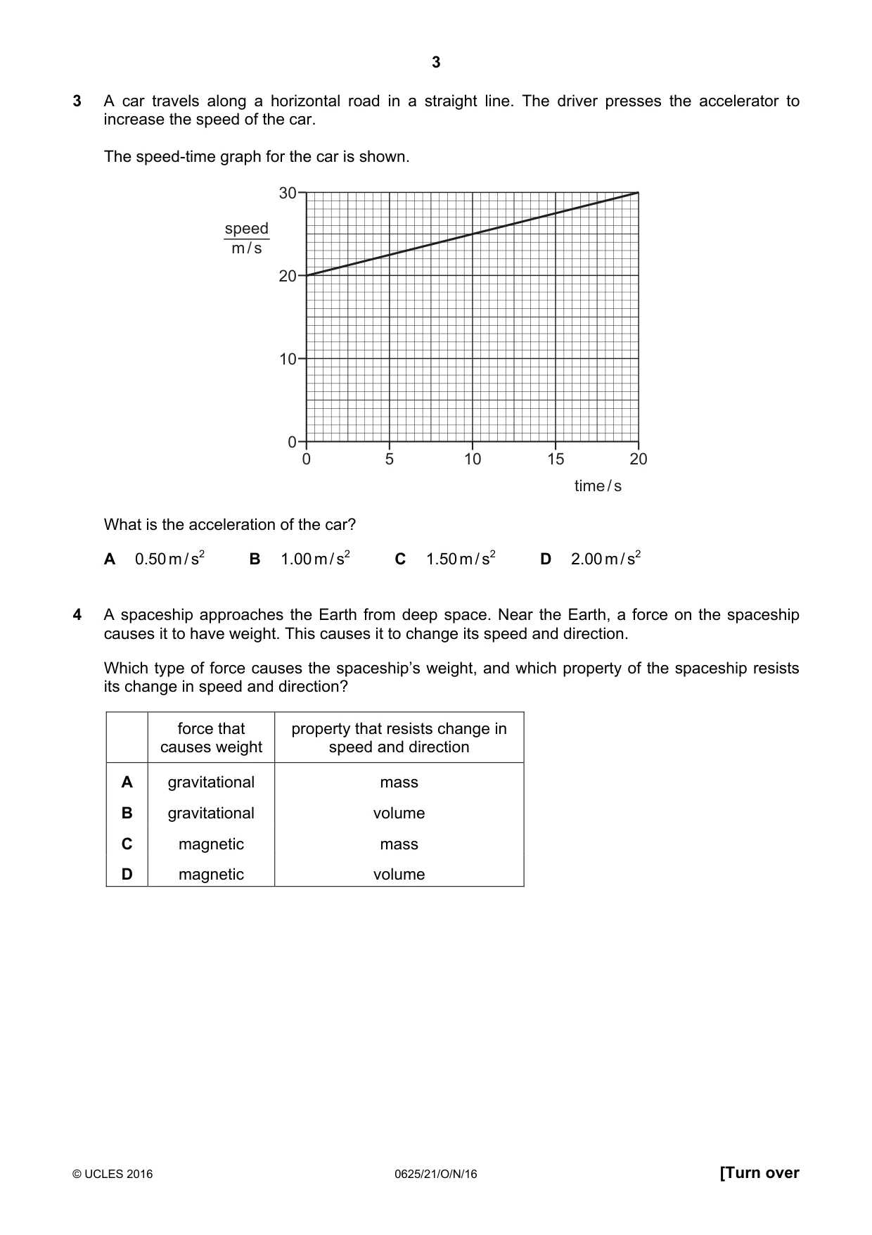 Cambridge IGCSE Physics 0625 2016 Oct/Nov Paper 2 · Variant 1 question paper, page 3 of 16