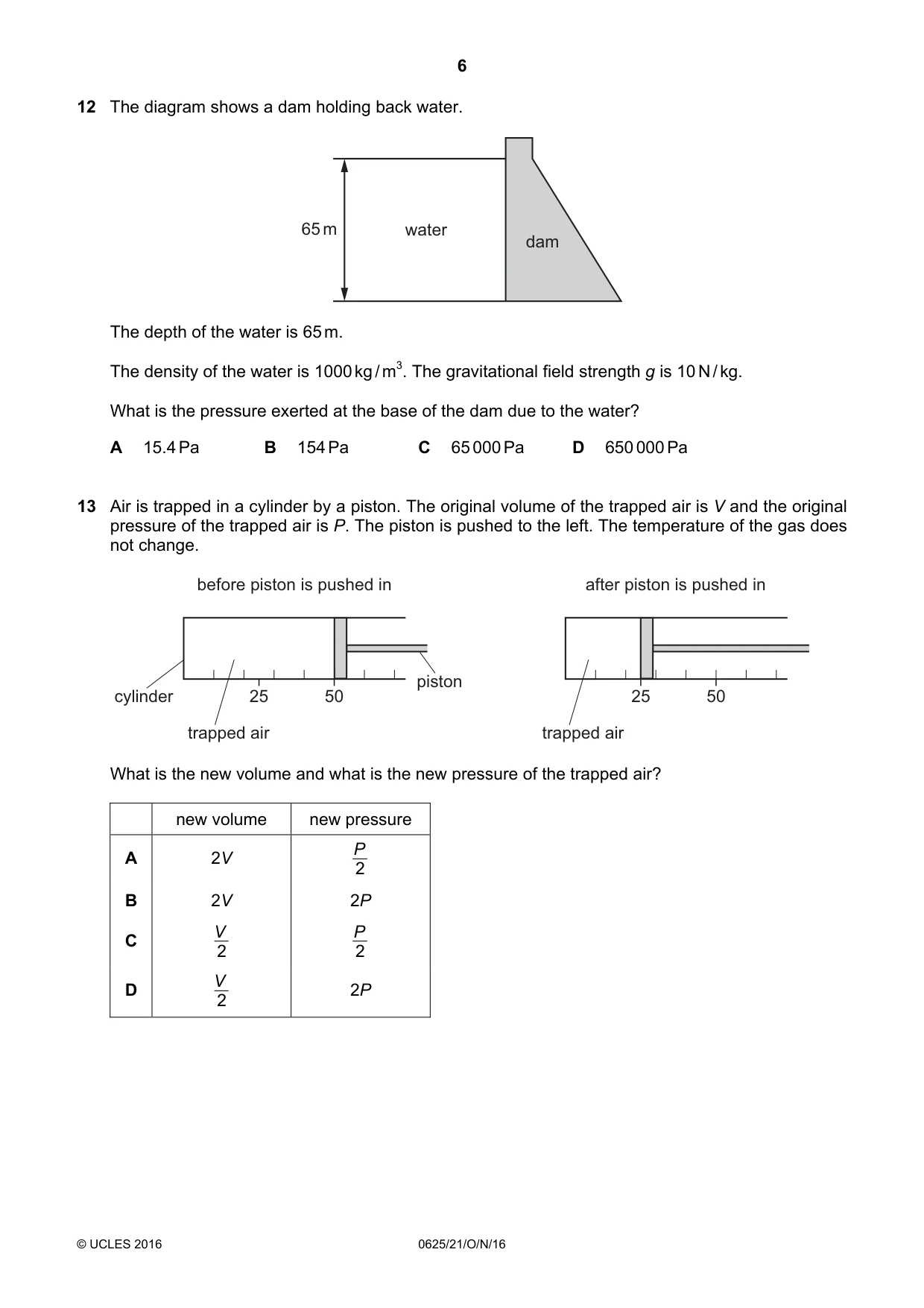 Cambridge IGCSE Physics 0625 2016 Oct/Nov Paper 2 · Variant 1 question paper, page 6 of 16