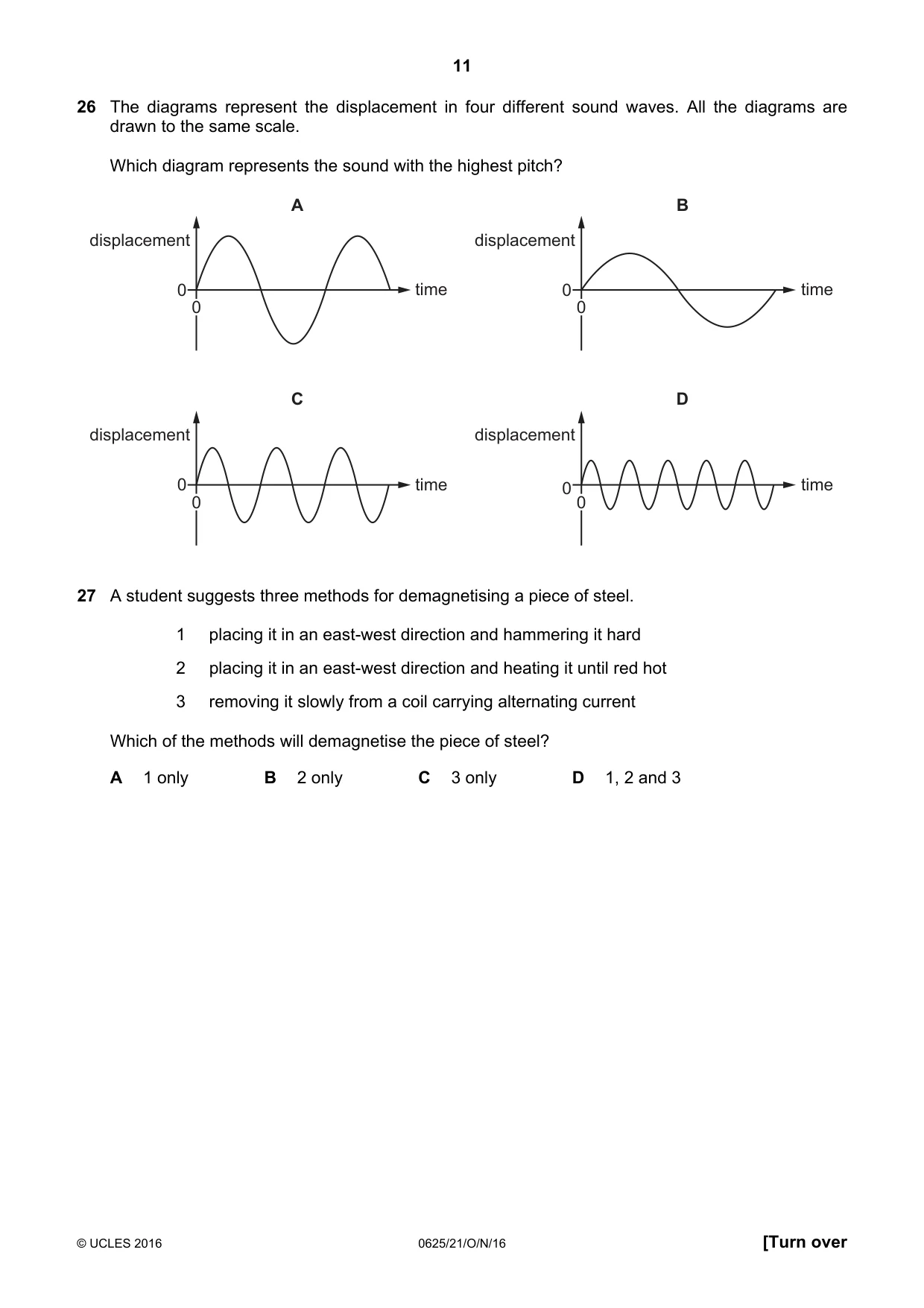 Cambridge IGCSE Physics 0625 2016 Oct/Nov Paper 2 · Variant 1 question paper, page 11 of 16