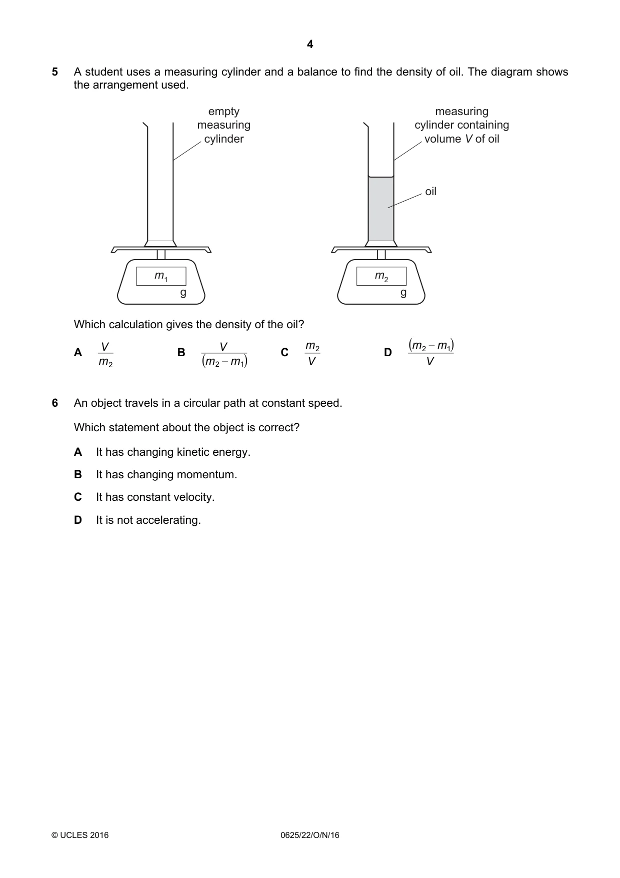 Cambridge IGCSE Physics 0625 2016 Oct/Nov Paper 2 · Variant 2 question paper, page 4 of 16