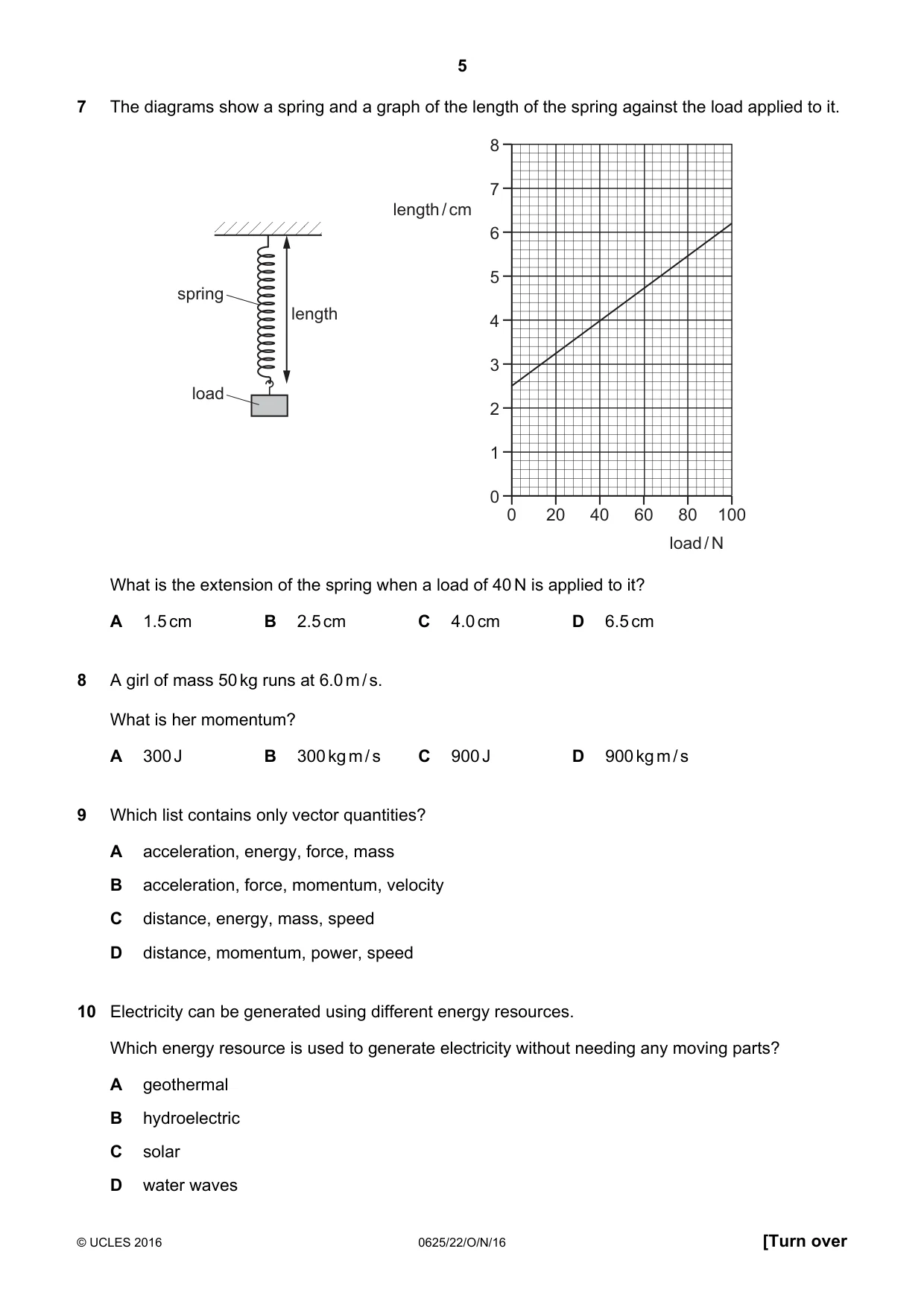 Cambridge IGCSE Physics 0625 2016 Oct/Nov Paper 2 · Variant 2 question paper, page 5 of 16