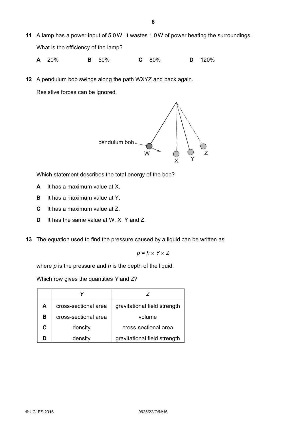 Cambridge IGCSE Physics 0625 2016 Oct/Nov Paper 2 · Variant 2 question paper, page 6 of 16