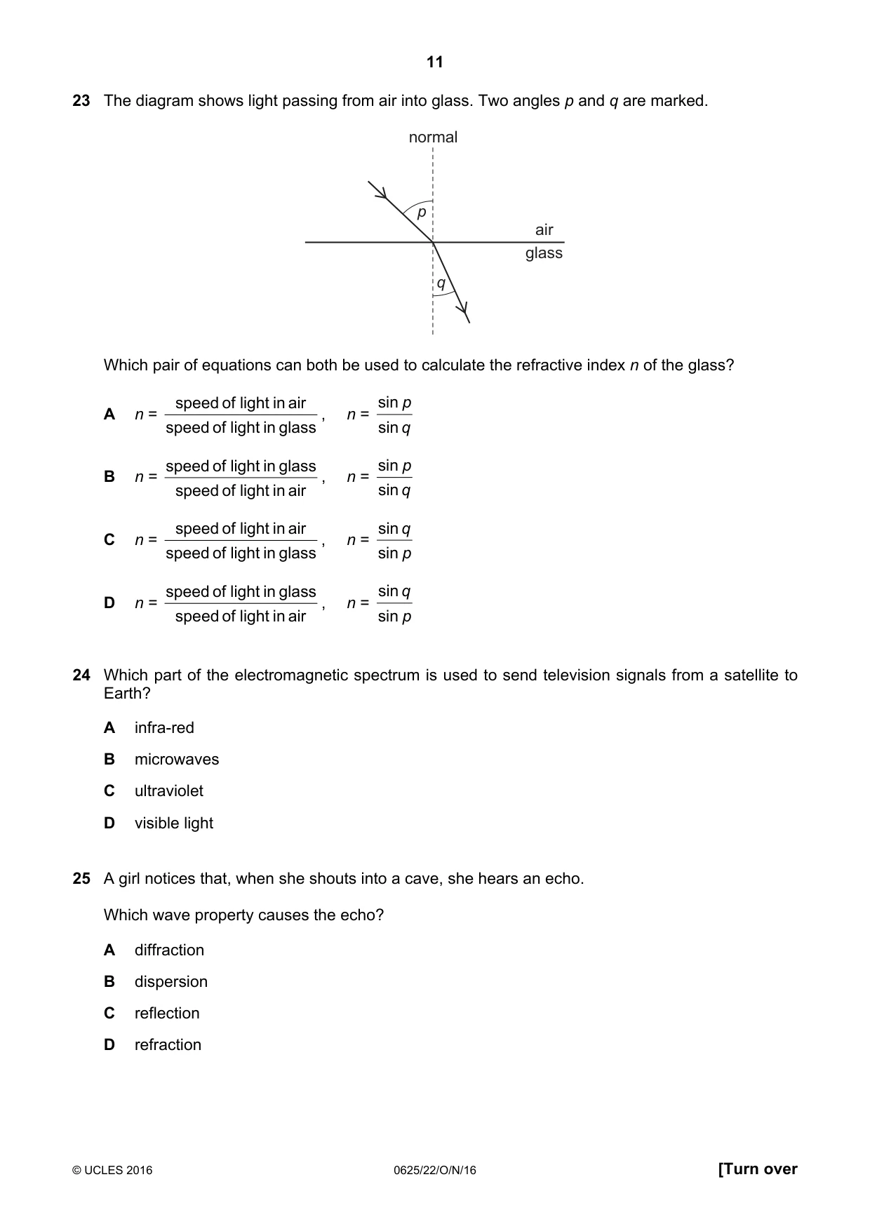 Cambridge IGCSE Physics 0625 2016 Oct/Nov Paper 2 · Variant 2 question paper, page 11 of 16