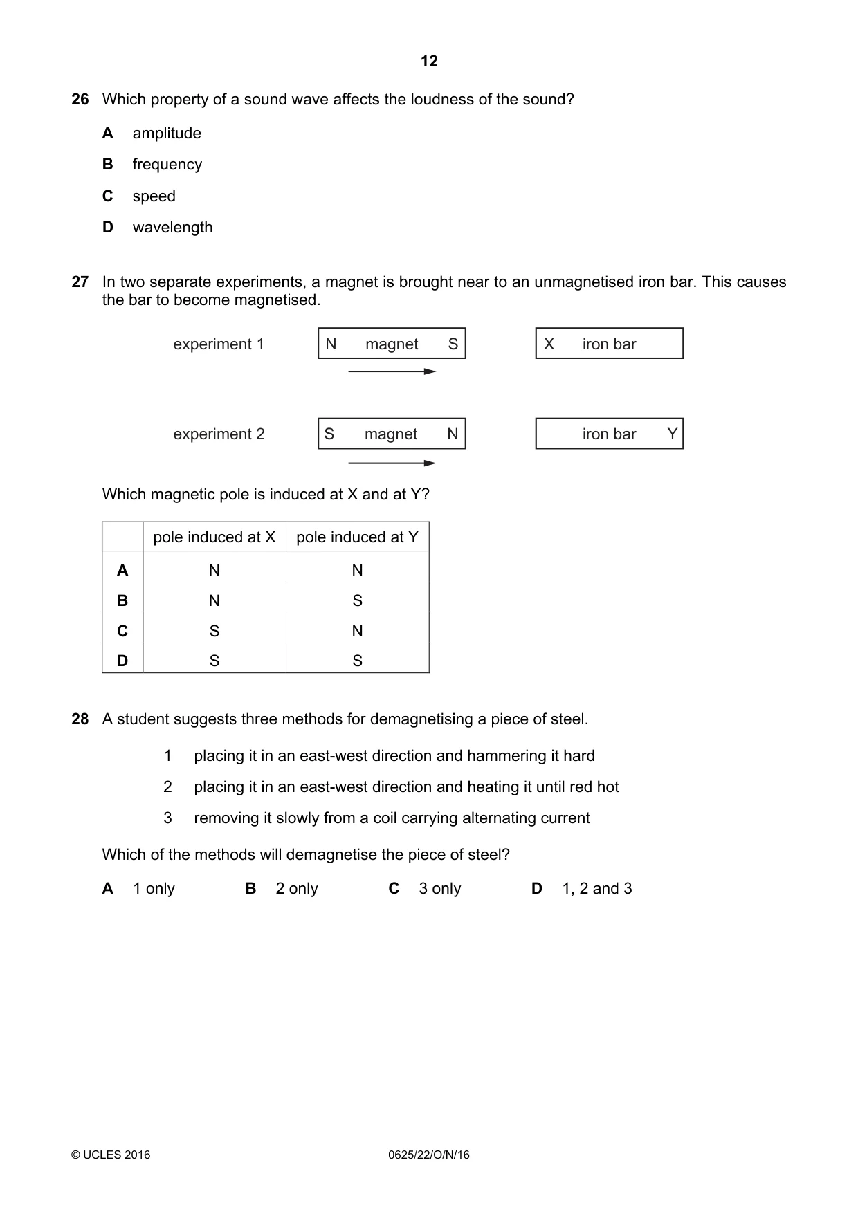 Cambridge IGCSE Physics 0625 2016 Oct/Nov Paper 2 · Variant 2 question paper, page 12 of 16