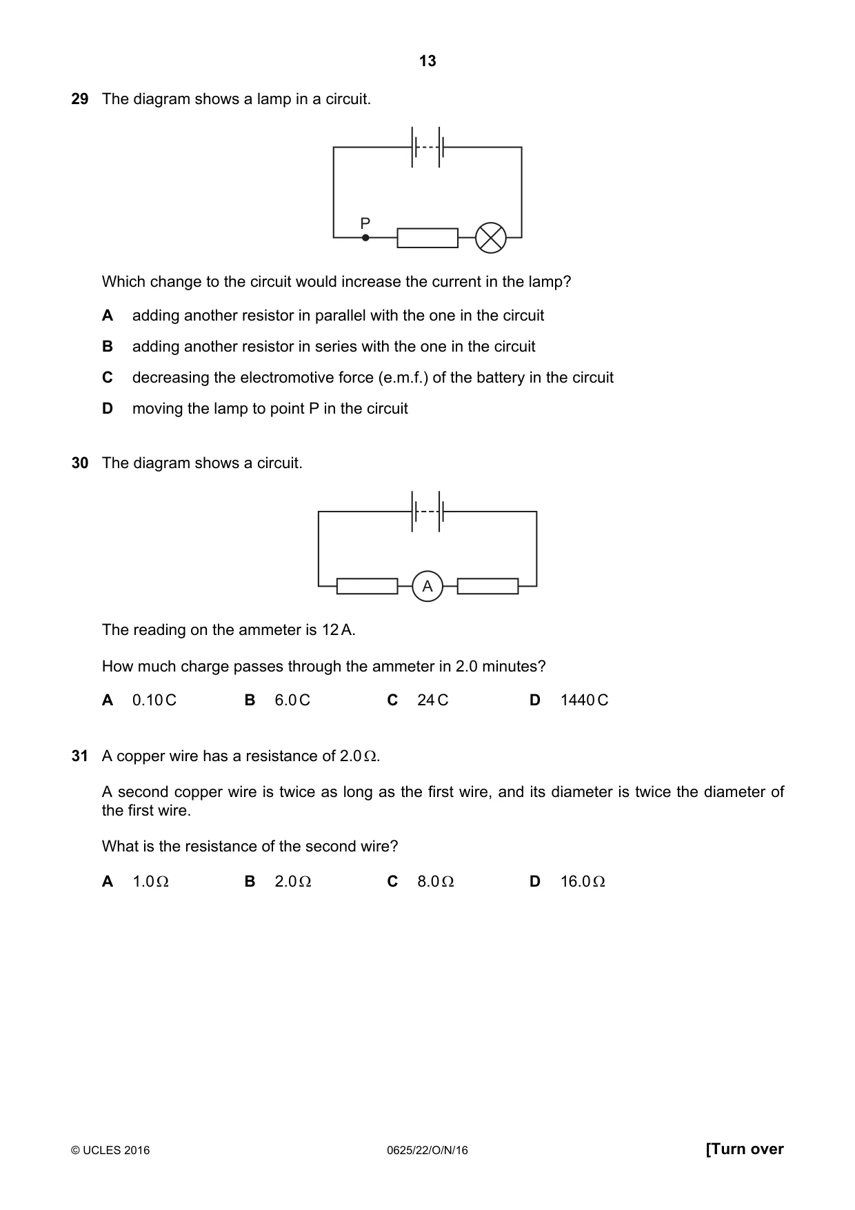 Cambridge IGCSE Physics 0625 2016 Oct/Nov Paper 2 · Variant 2 question paper, page 13 of 16
