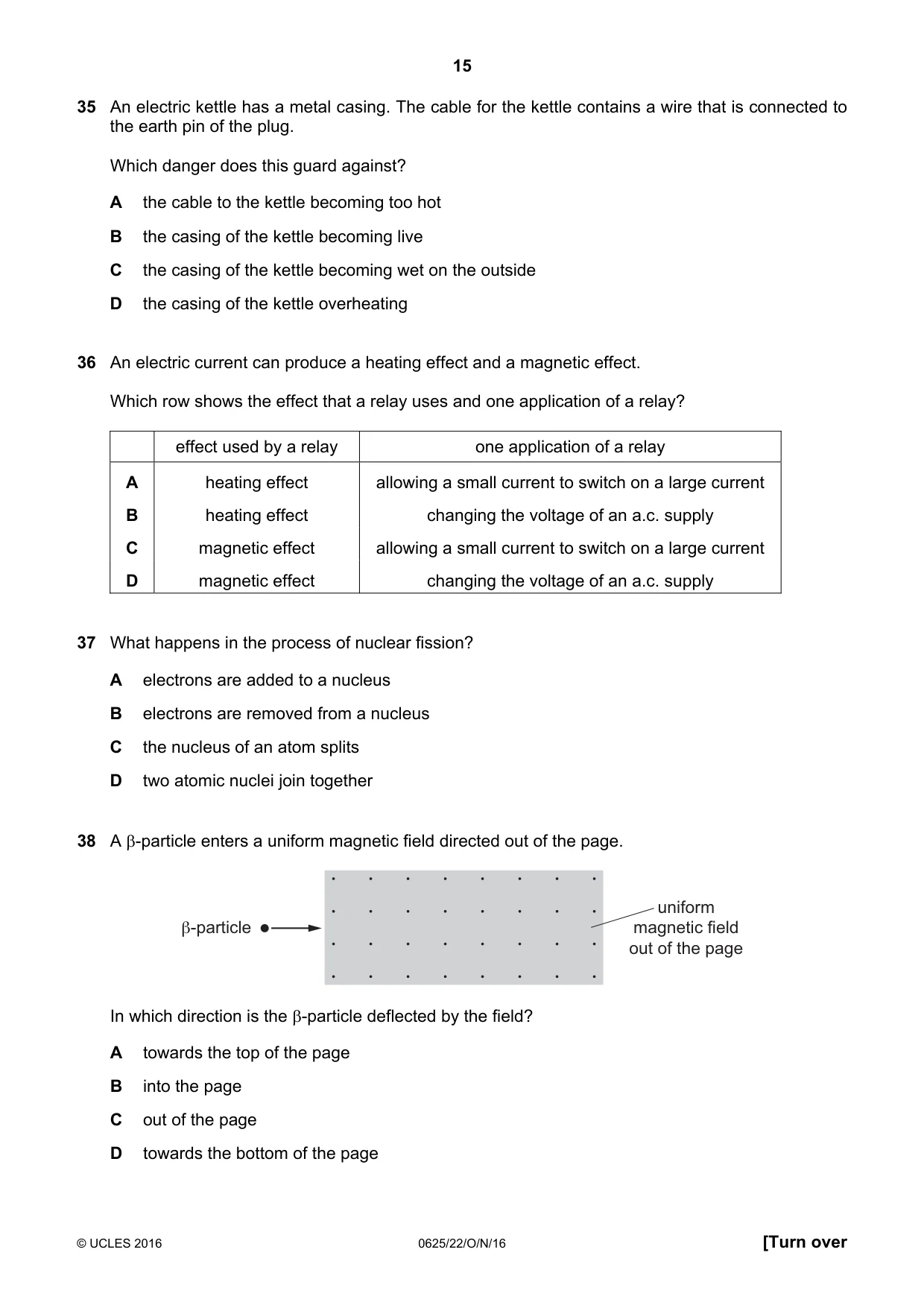 Cambridge IGCSE Physics 0625 2016 Oct/Nov Paper 2 · Variant 2 question paper, page 15 of 16