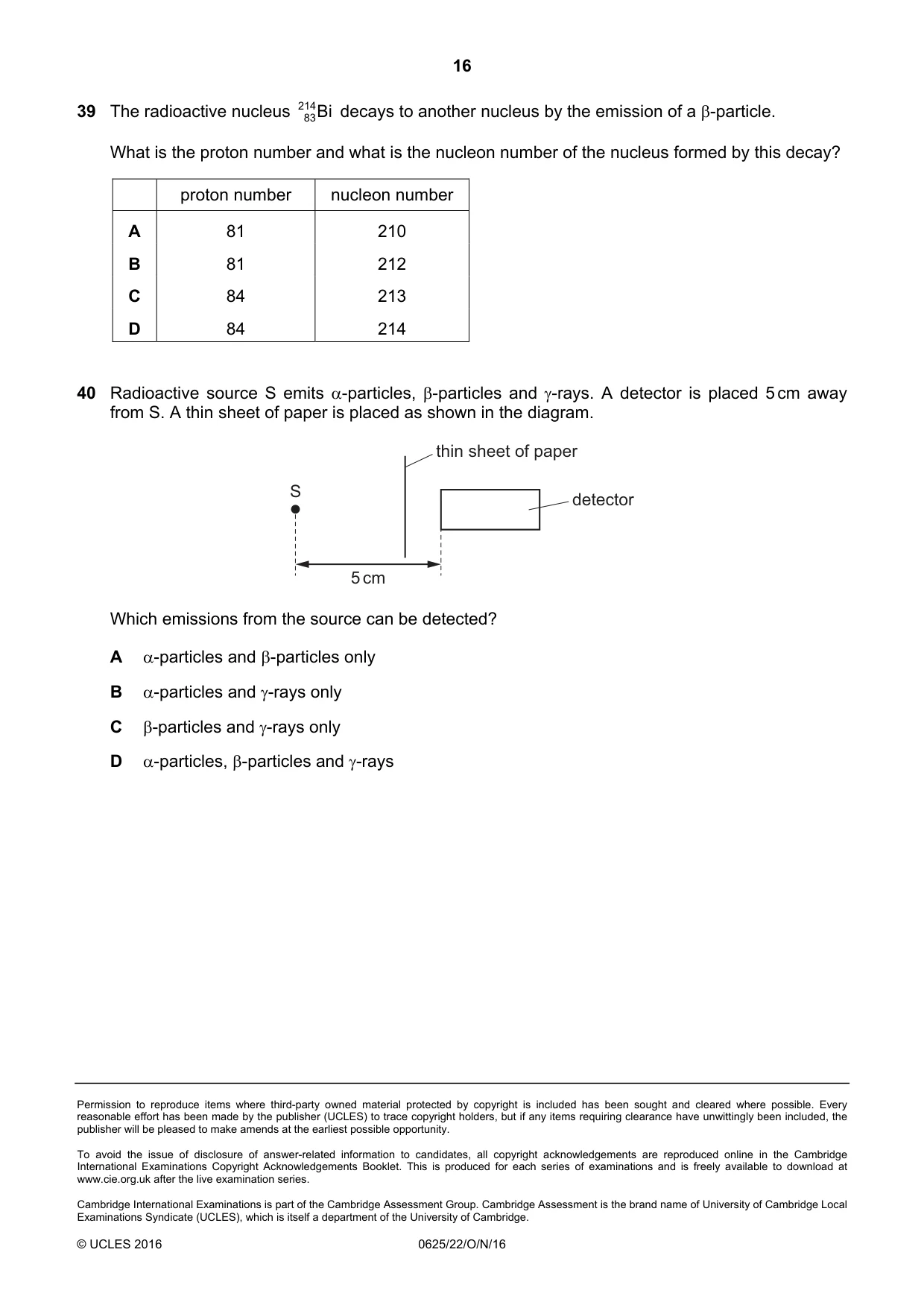 Cambridge IGCSE Physics 0625 2016 Oct/Nov Paper 2 · Variant 2 question paper, page 16 of 16