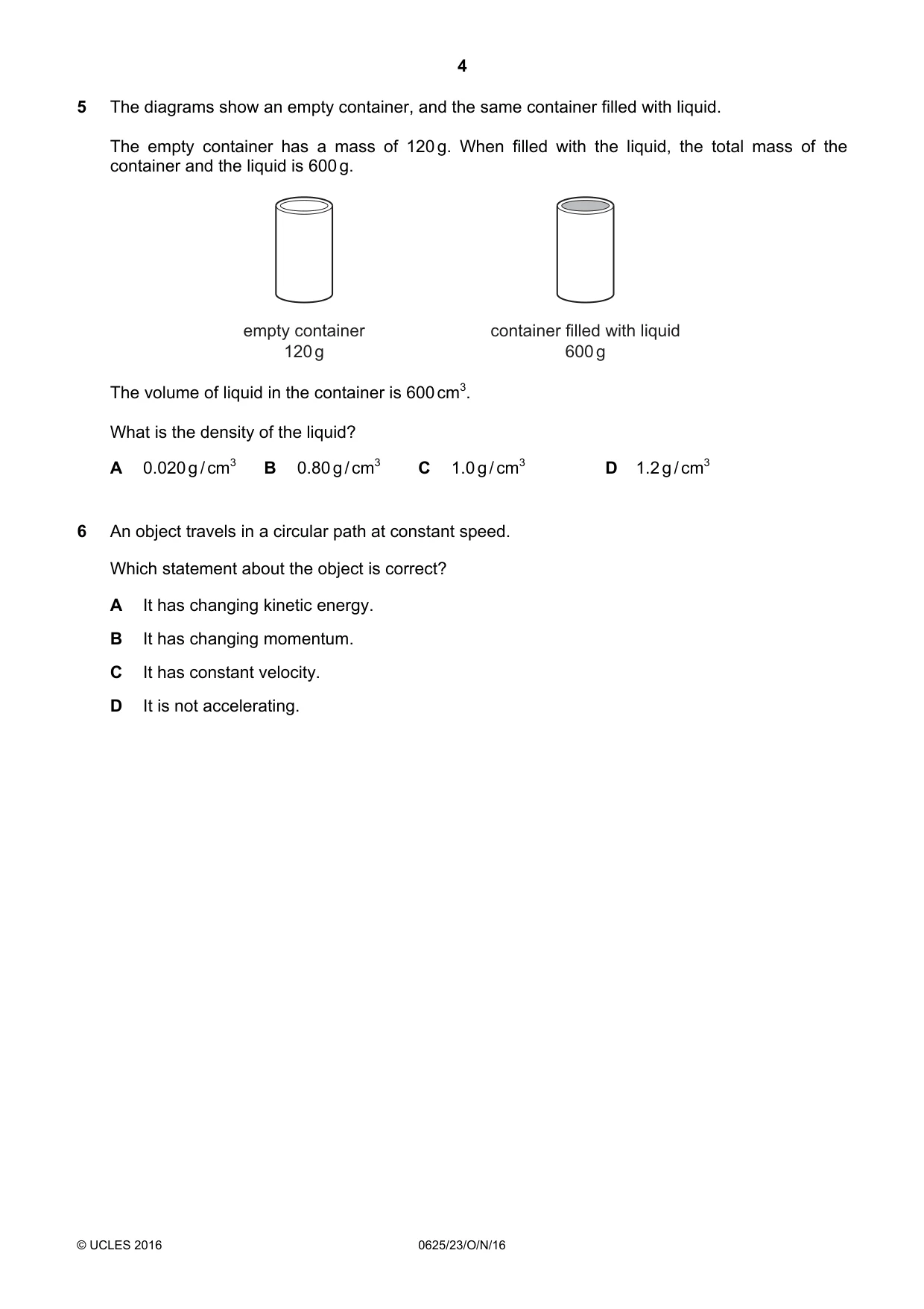 Cambridge IGCSE Physics 0625 2016 Oct/Nov Paper 2 · Variant 3 question paper, page 4 of 20