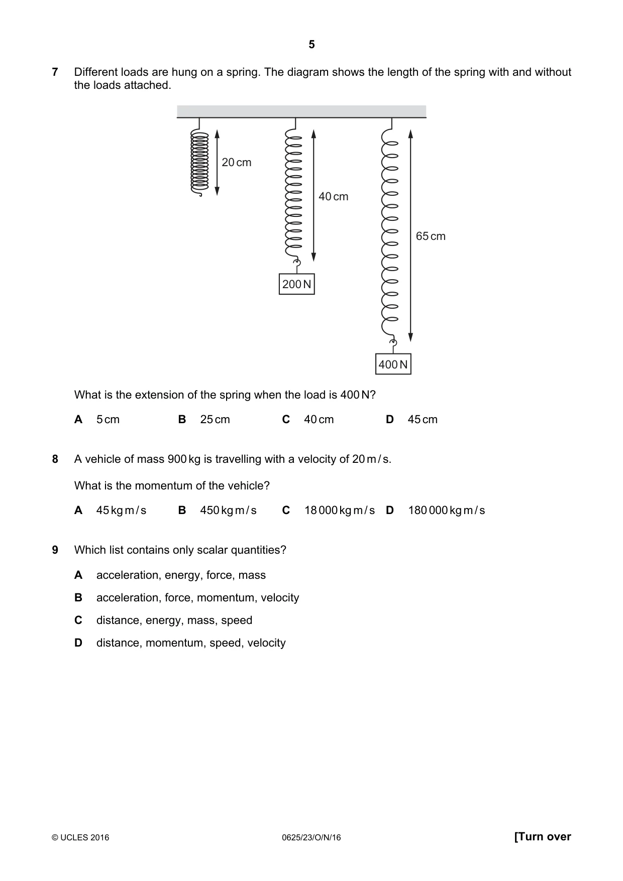 Cambridge IGCSE Physics 0625 2016 Oct/Nov Paper 2 · Variant 3 question paper, page 5 of 20