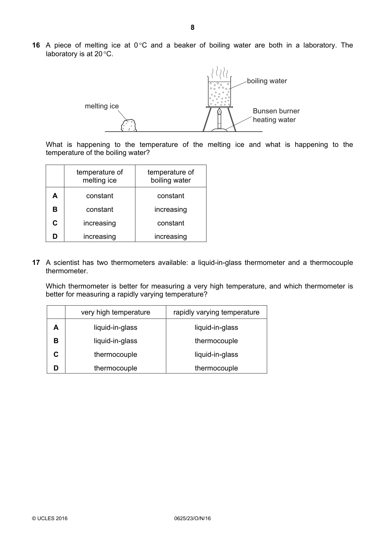 Cambridge IGCSE Physics 0625 2016 Oct/Nov Paper 2 · Variant 3 question paper, page 8 of 20