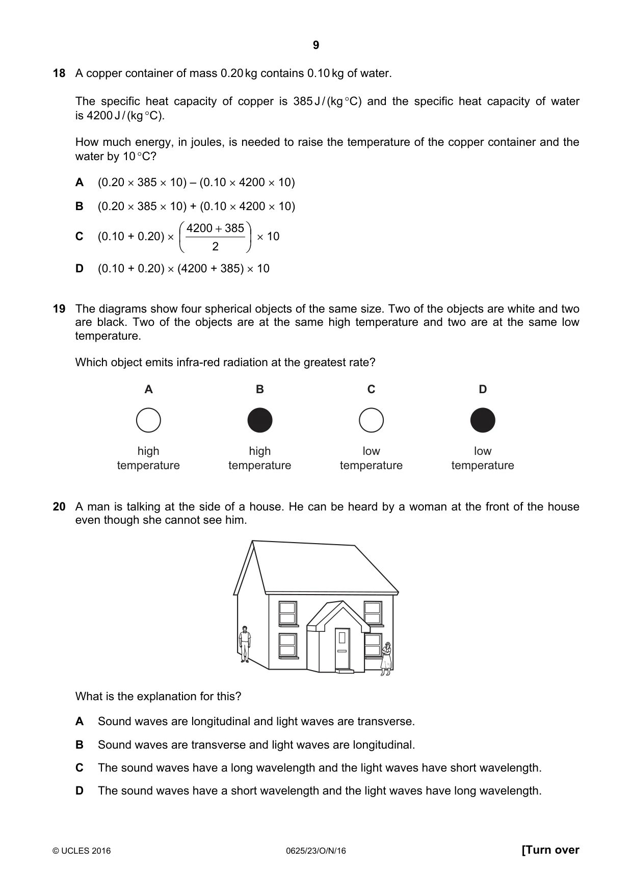 Cambridge IGCSE Physics 0625 2016 Oct/Nov Paper 2 · Variant 3 question paper, page 9 of 20