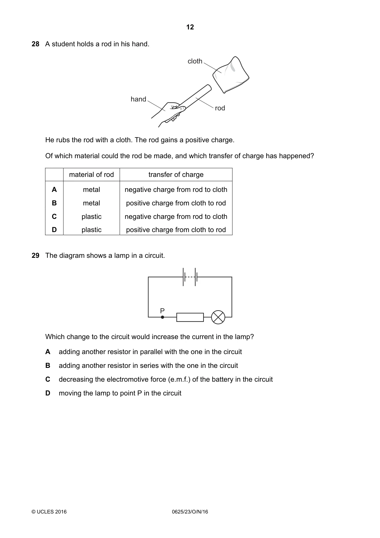 Cambridge IGCSE Physics 0625 2016 Oct/Nov Paper 2 · Variant 3 question paper, page 12 of 20