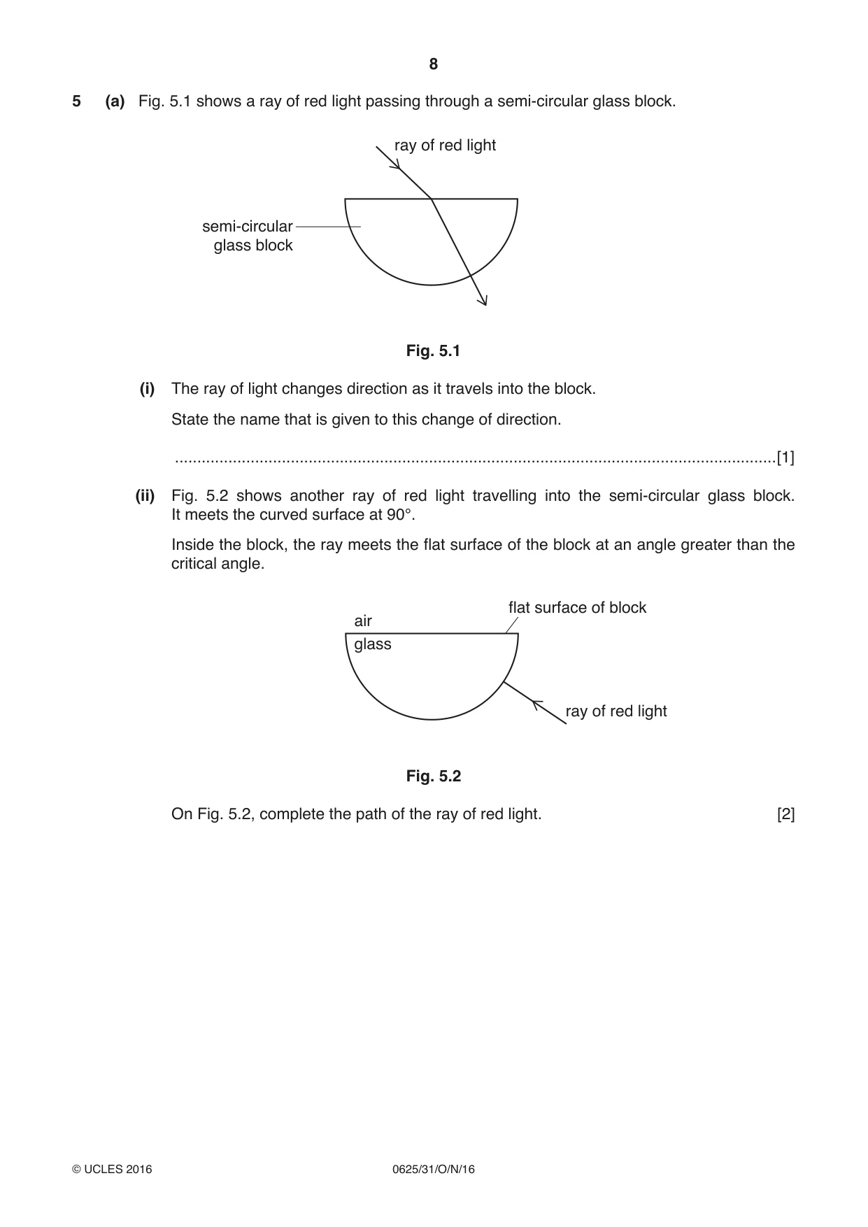 Cambridge IGCSE Physics 0625 2016 Oct/Nov Paper 3 · Variant 1 question paper, page 8 of 20