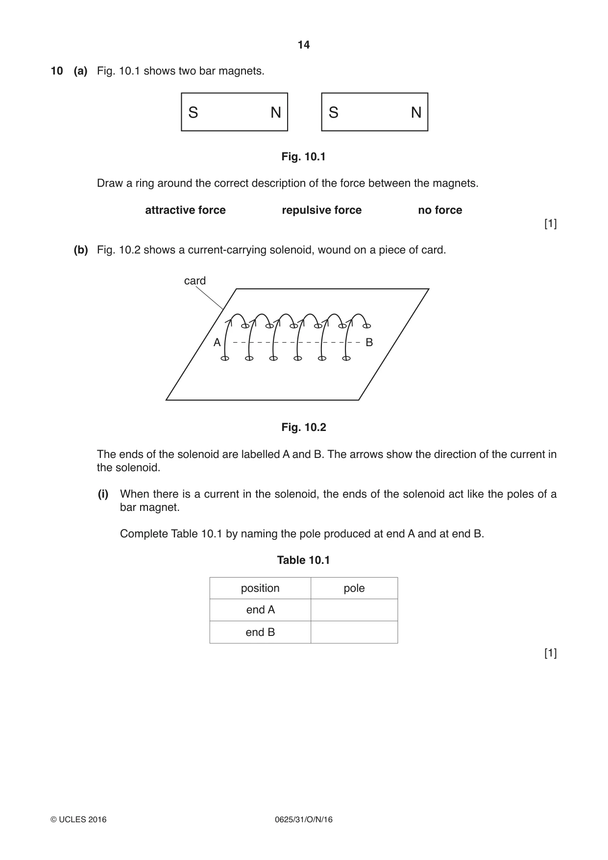 Cambridge IGCSE Physics 0625 2016 Oct/Nov Paper 3 · Variant 1 question paper, page 14 of 20