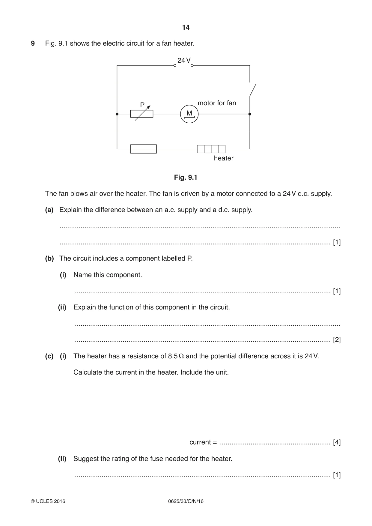 Cambridge IGCSE Physics 0625 2016 Oct/Nov Paper 3 · Variant 3 question paper, page 14 of 20