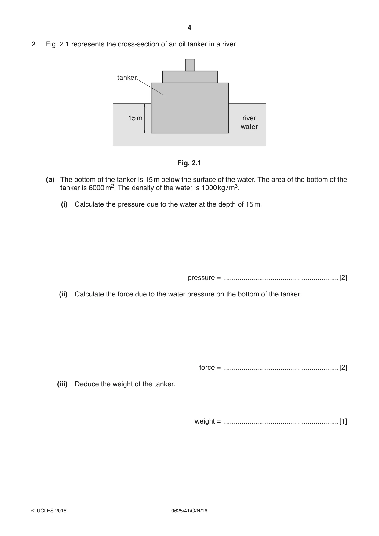 Cambridge IGCSE Physics 0625 2016 Oct/Nov Paper 4 · Variant 1 question paper, page 4 of 16