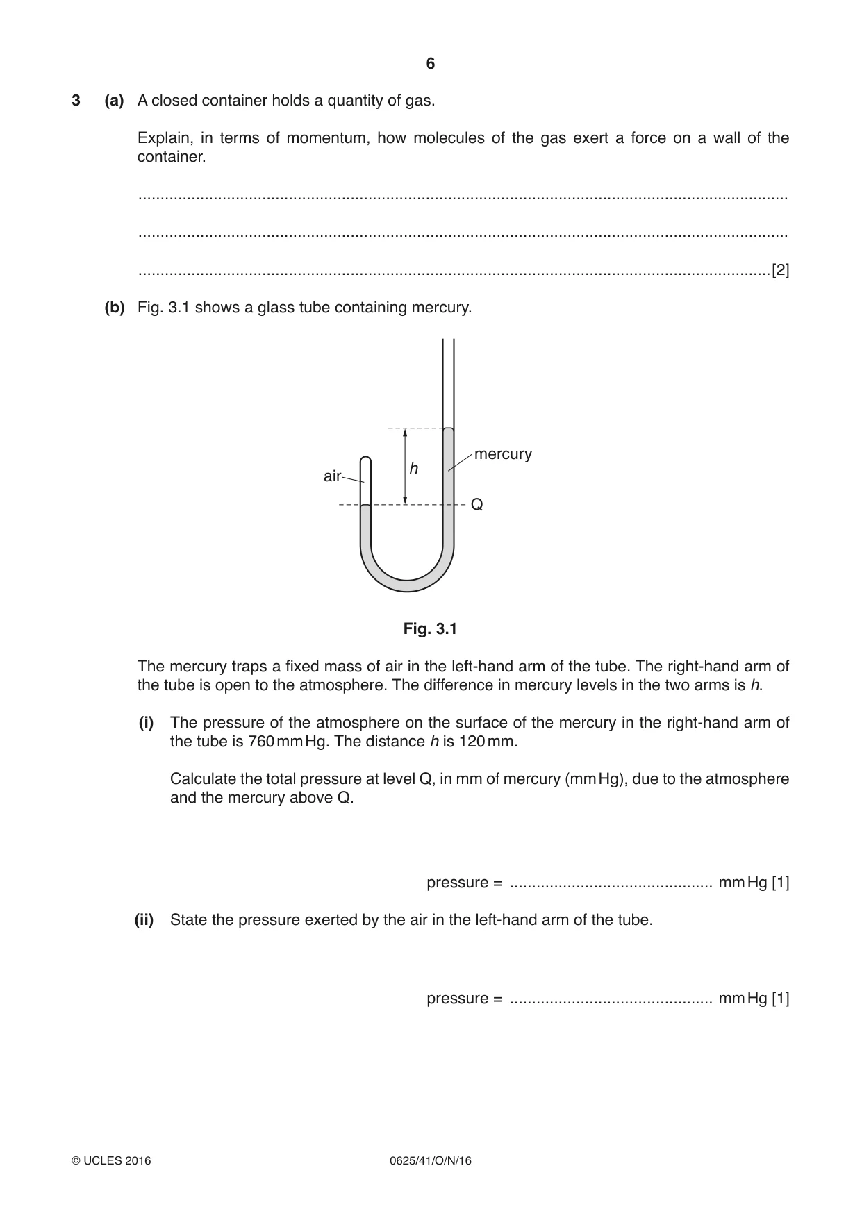 Cambridge IGCSE Physics 0625 2016 Oct/Nov Paper 4 · Variant 1 question paper, page 6 of 16