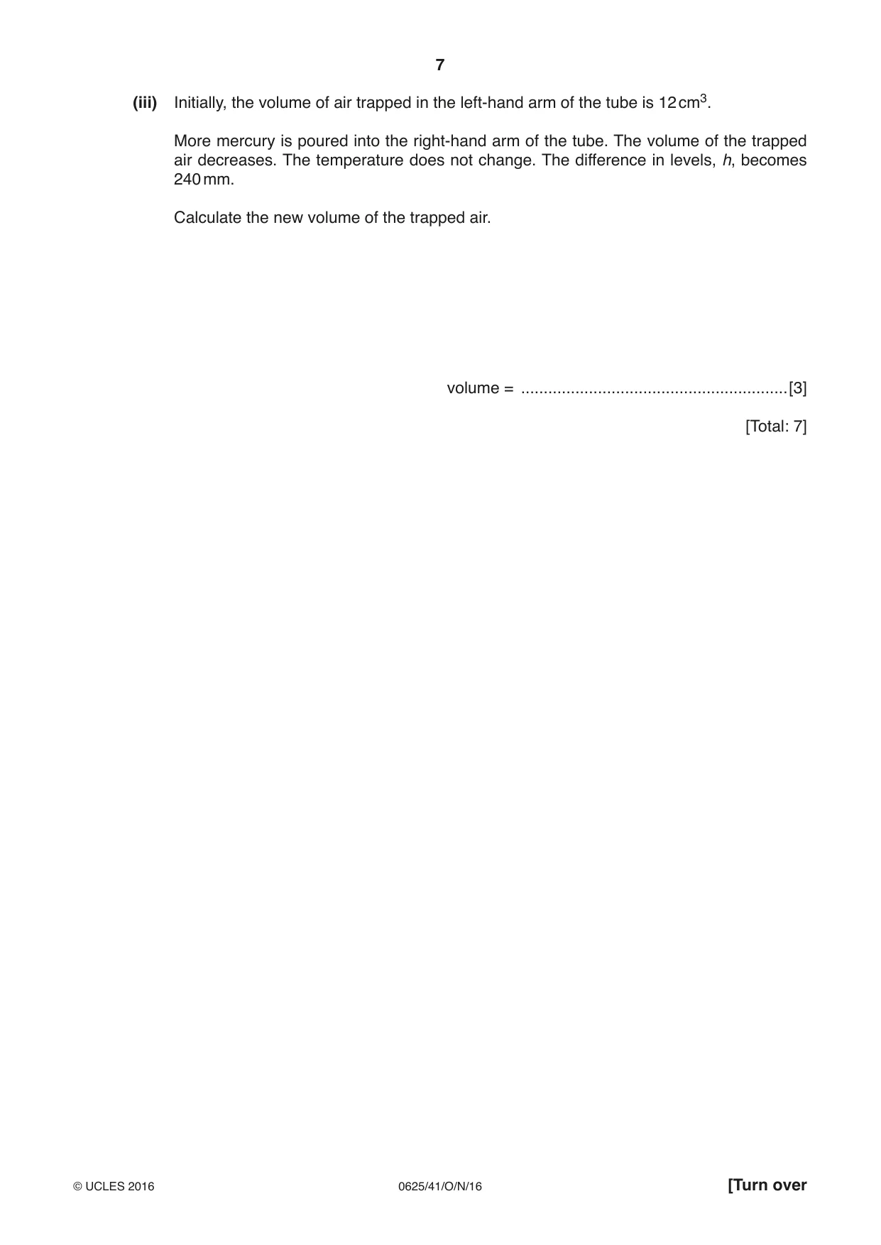 Cambridge IGCSE Physics 0625 2016 Oct/Nov Paper 4 · Variant 1 question paper, page 7 of 16