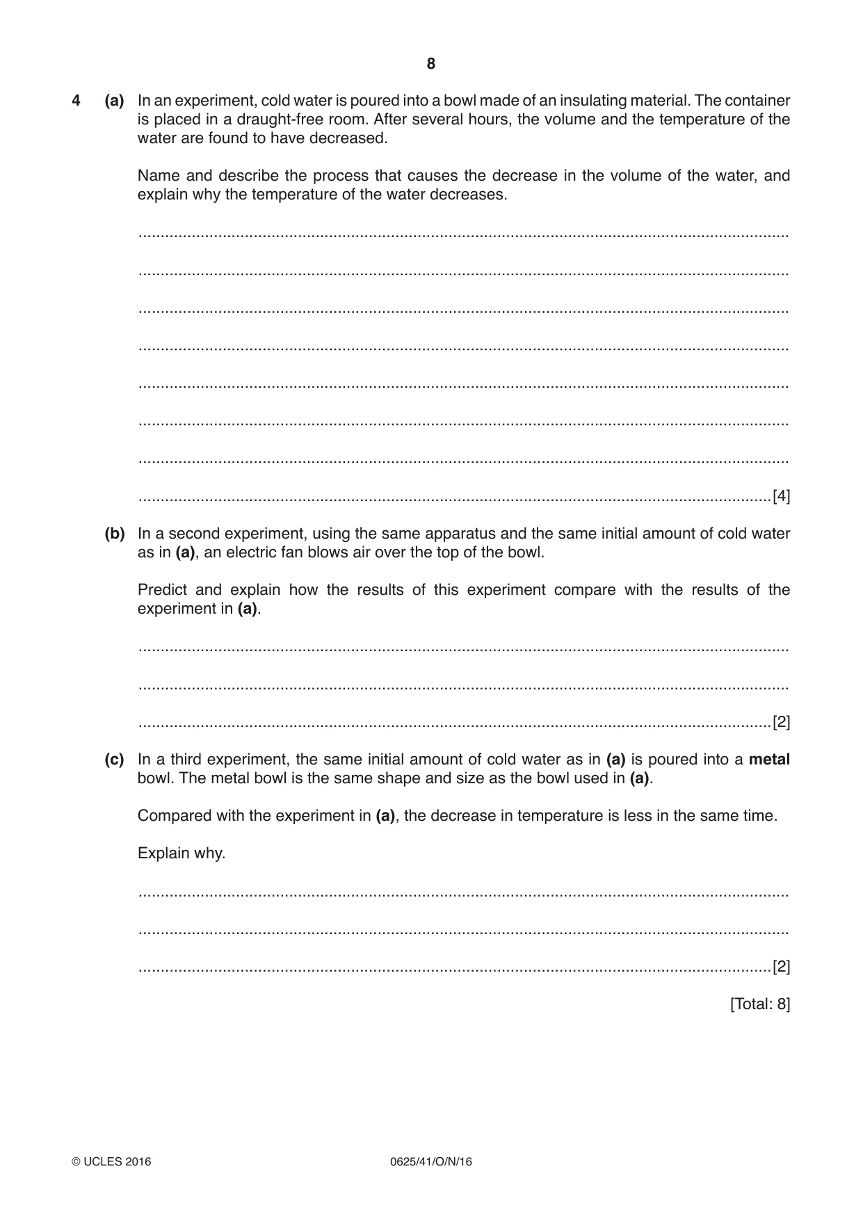 Cambridge IGCSE Physics 0625 2016 Oct/Nov Paper 4 · Variant 1 question paper, page 8 of 16