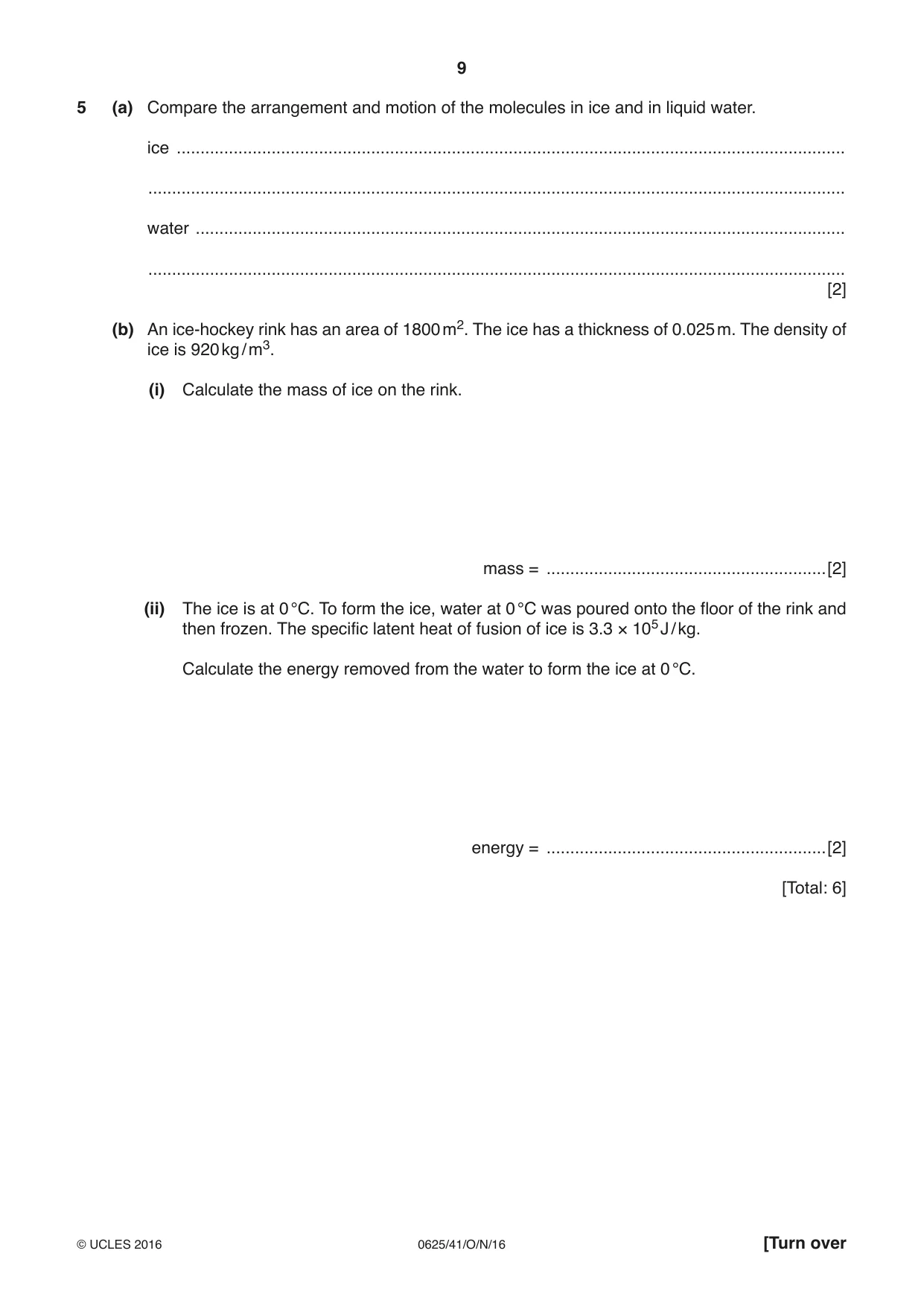 Cambridge IGCSE Physics 0625 2016 Oct/Nov Paper 4 · Variant 1 question paper, page 9 of 16