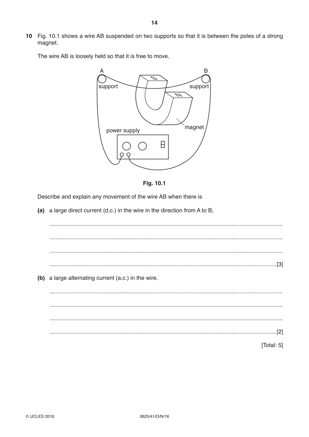 Cambridge IGCSE Physics 0625 2016 Oct/Nov Paper 4 · Variant 1 question paper, page 14 of 16