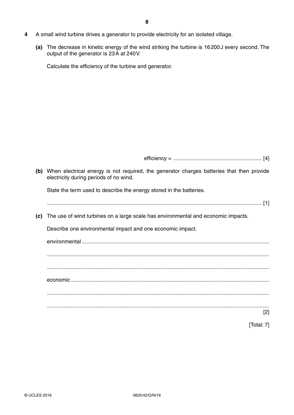 Cambridge IGCSE Physics 0625 2016 Oct/Nov Paper 4 · Variant 2 question paper, page 8 of 20