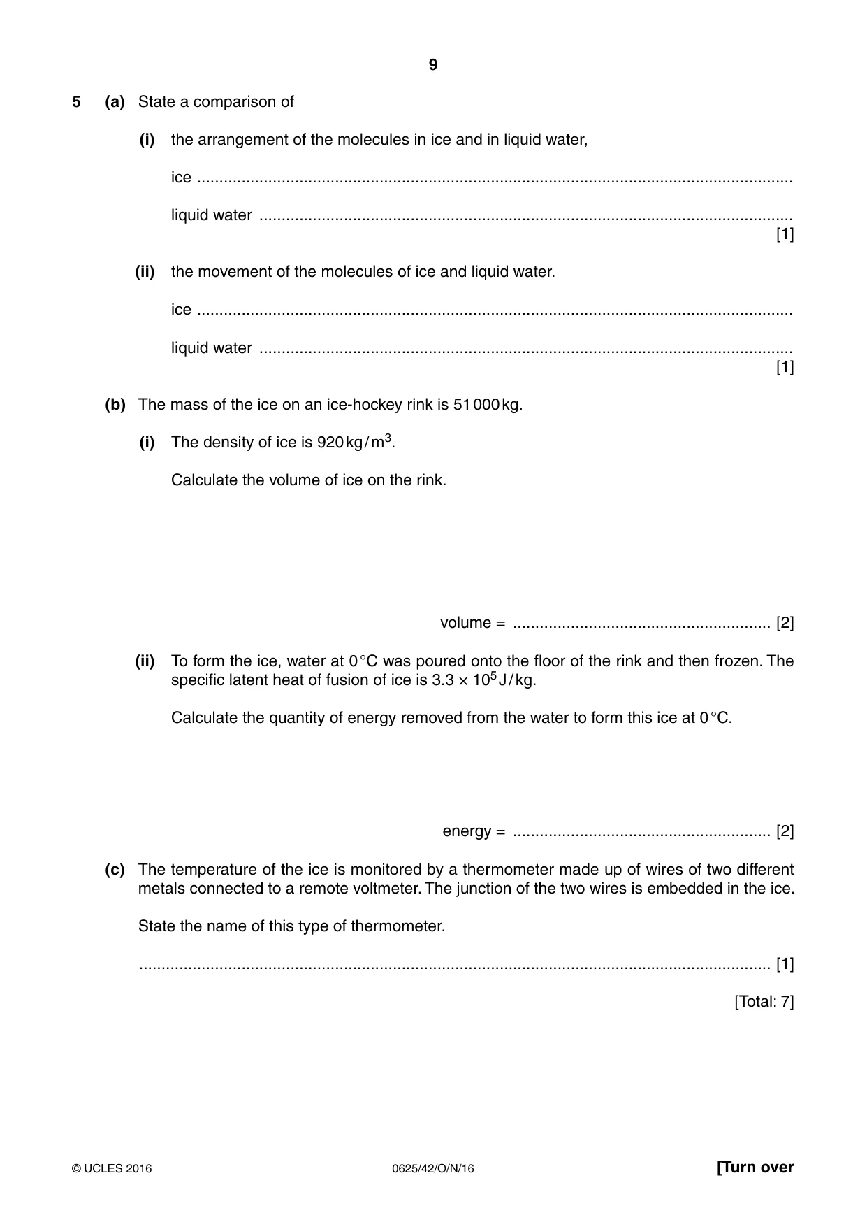 Cambridge IGCSE Physics 0625 2016 Oct/Nov Paper 4 · Variant 2 question paper, page 9 of 20