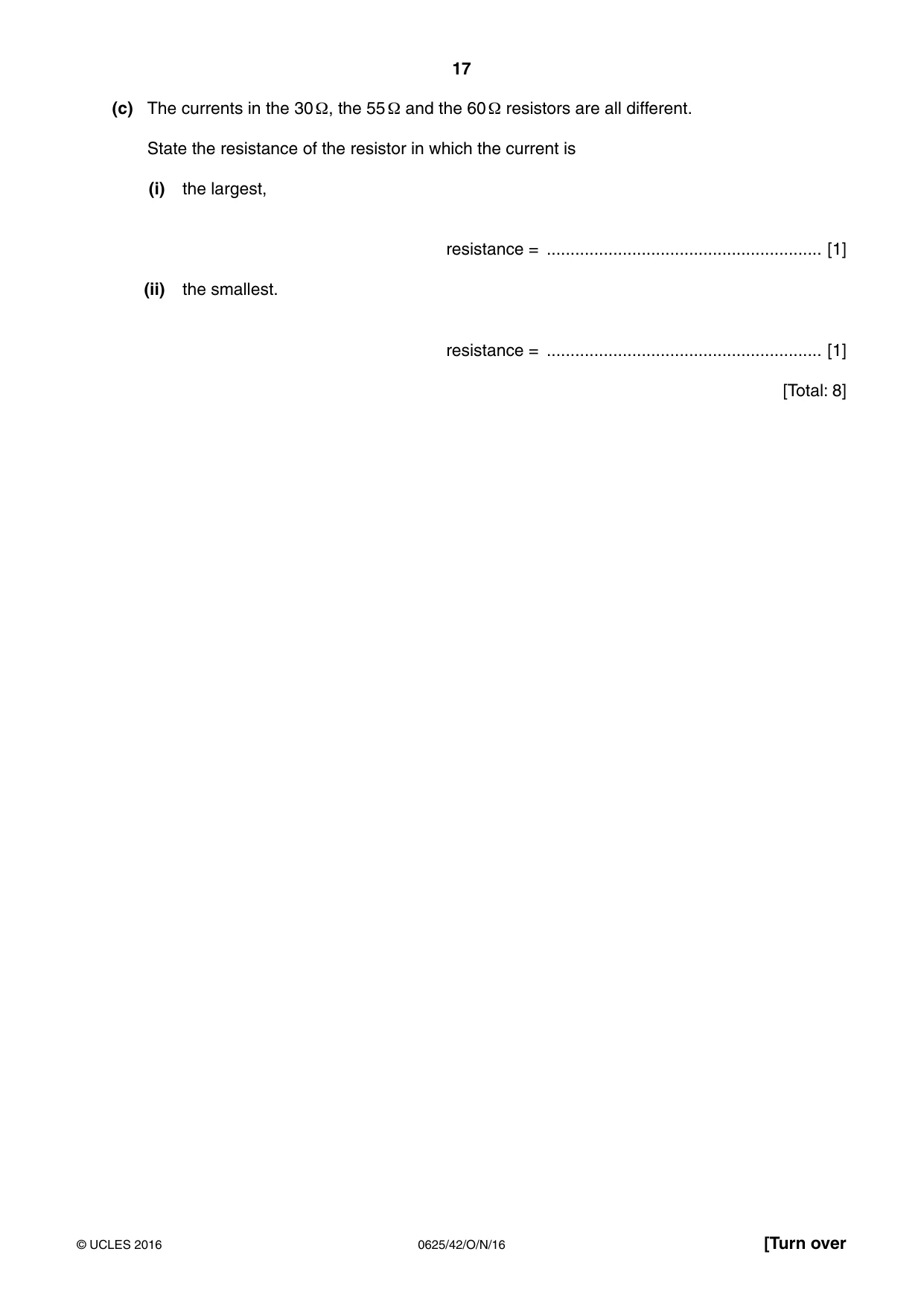 Cambridge IGCSE Physics 0625 2016 Oct/Nov Paper 4 · Variant 2 question paper, page 17 of 20