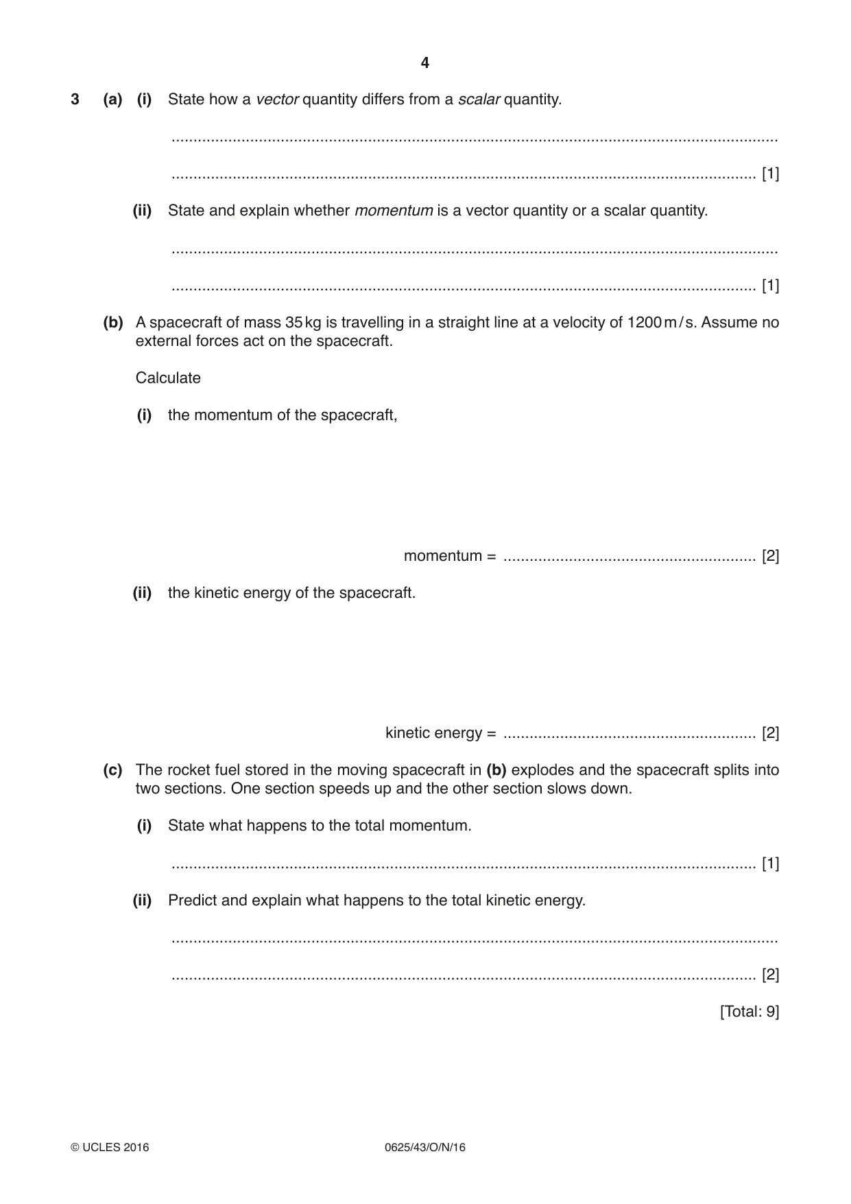 Cambridge IGCSE Physics 0625 2016 Oct/Nov Paper 4 · Variant 3 question paper, page 4 of 16