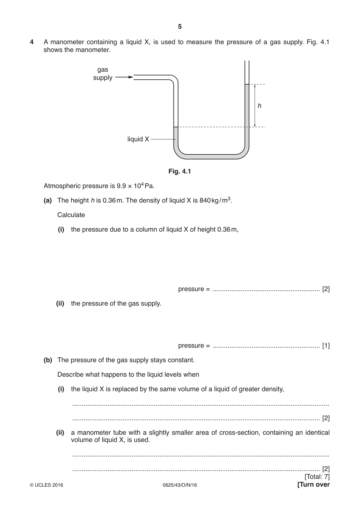 Cambridge IGCSE Physics 0625 2016 Oct/Nov Paper 4 · Variant 3 question paper, page 5 of 16