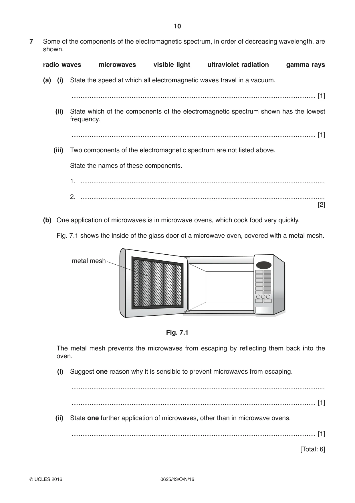 Cambridge IGCSE Physics 0625 2016 Oct/Nov Paper 4 · Variant 3 question paper, page 10 of 16