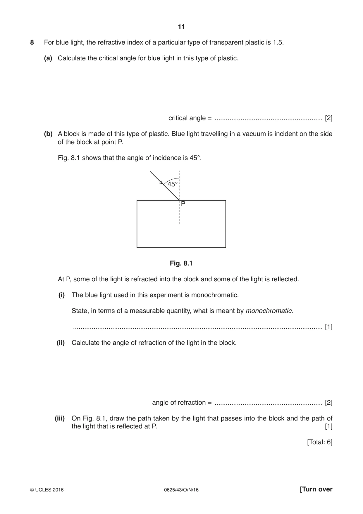 Cambridge IGCSE Physics 0625 2016 Oct/Nov Paper 4 · Variant 3 question paper, page 11 of 16