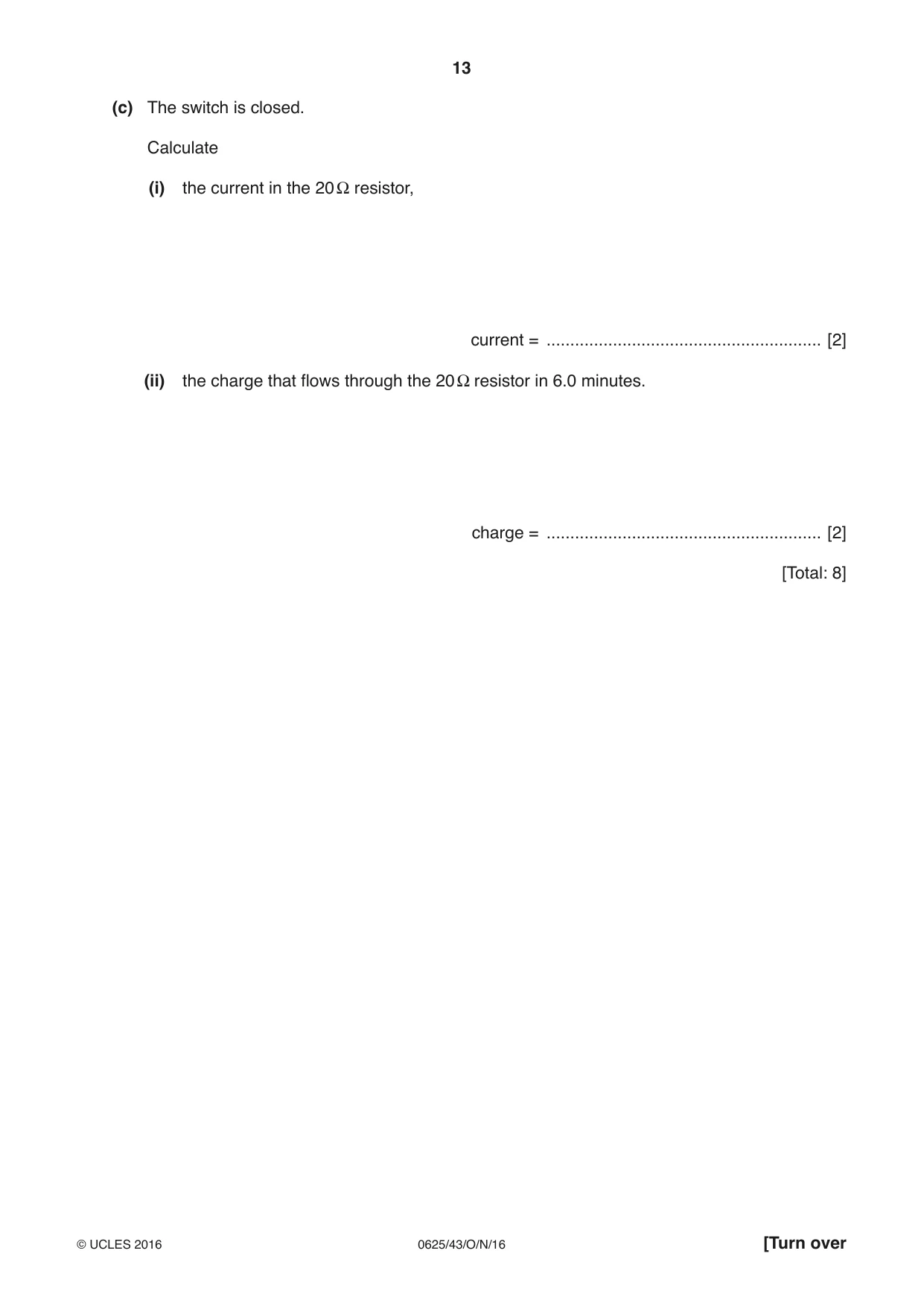 Cambridge IGCSE Physics 0625 2016 Oct/Nov Paper 4 · Variant 3 question paper, page 13 of 16