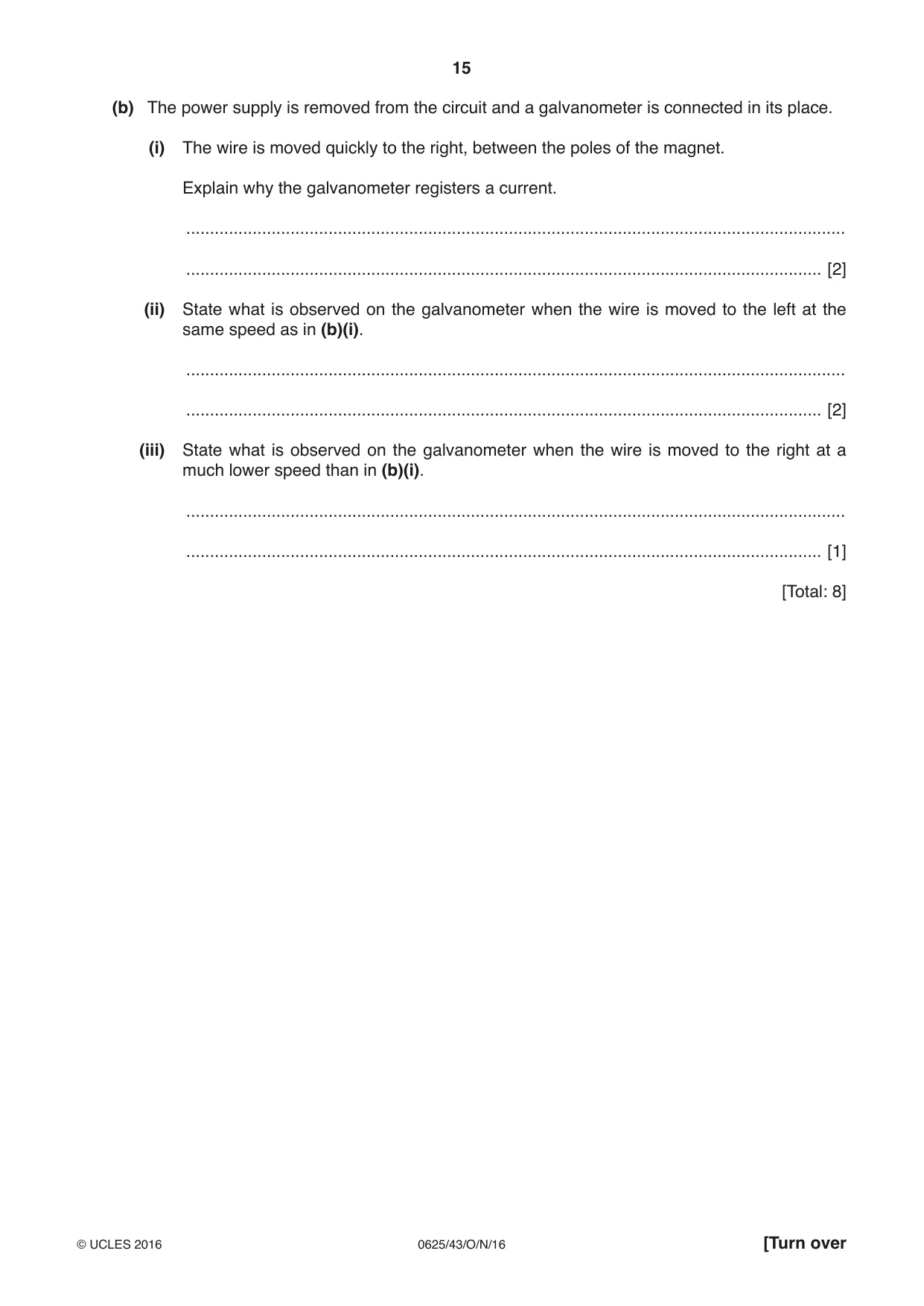 Cambridge IGCSE Physics 0625 2016 Oct/Nov Paper 4 · Variant 3 question paper, page 15 of 16