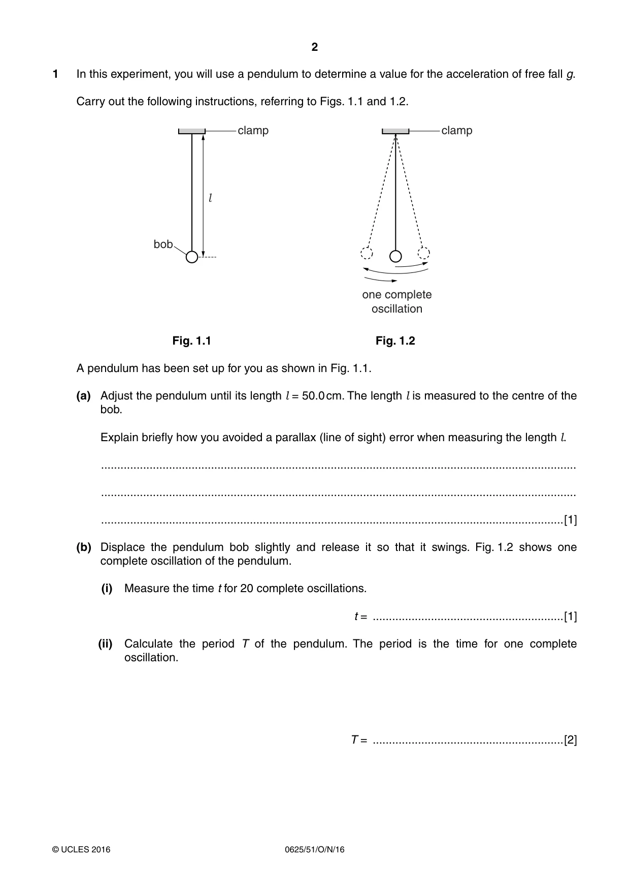 Cambridge IGCSE Physics 0625 2016 Oct/Nov Paper 5 · Variant 1 question paper, page 2 of 12