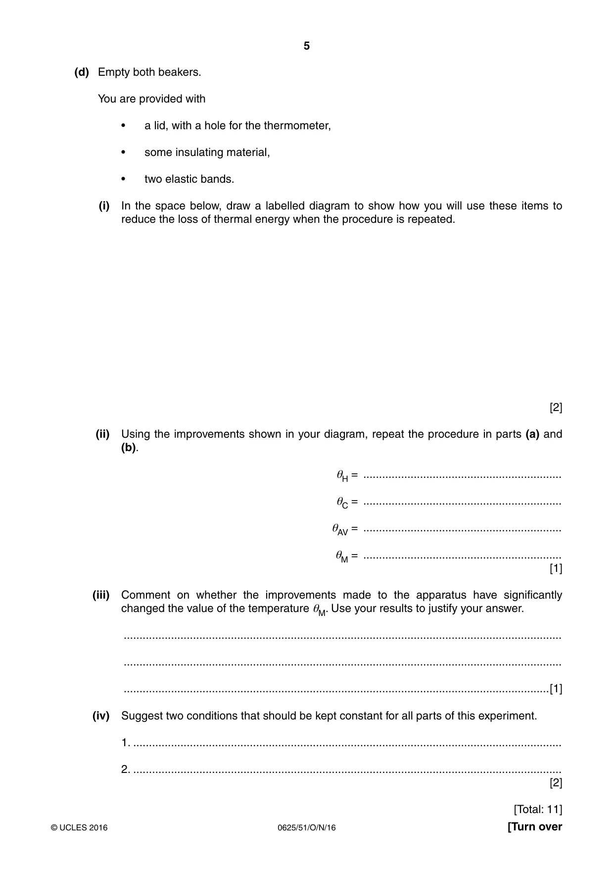 Cambridge IGCSE Physics 0625 2016 Oct/Nov Paper 5 · Variant 1 question paper, page 5 of 12