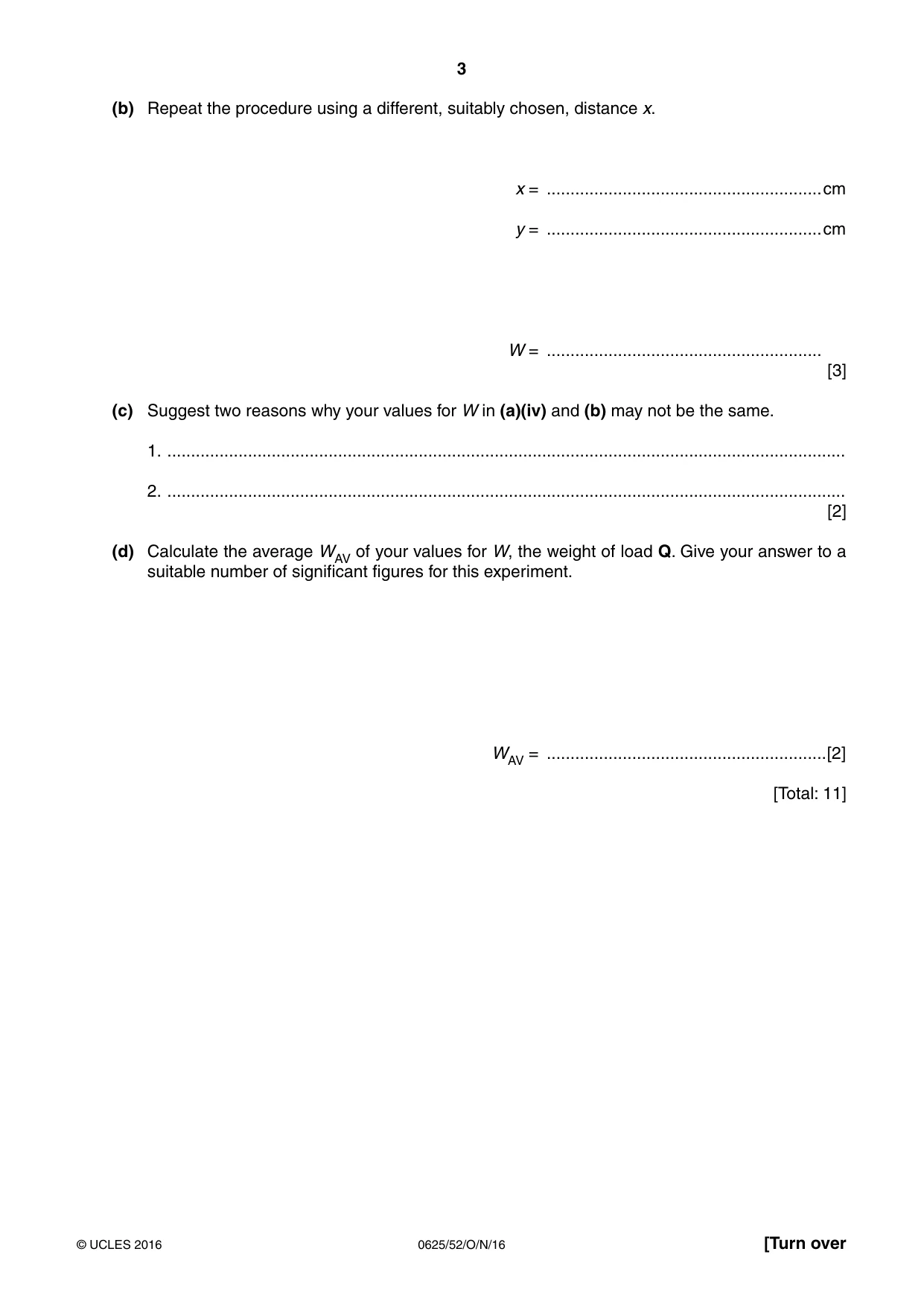 Cambridge IGCSE Physics 0625 2016 Oct/Nov Paper 5 · Variant 2 question paper, page 3 of 12