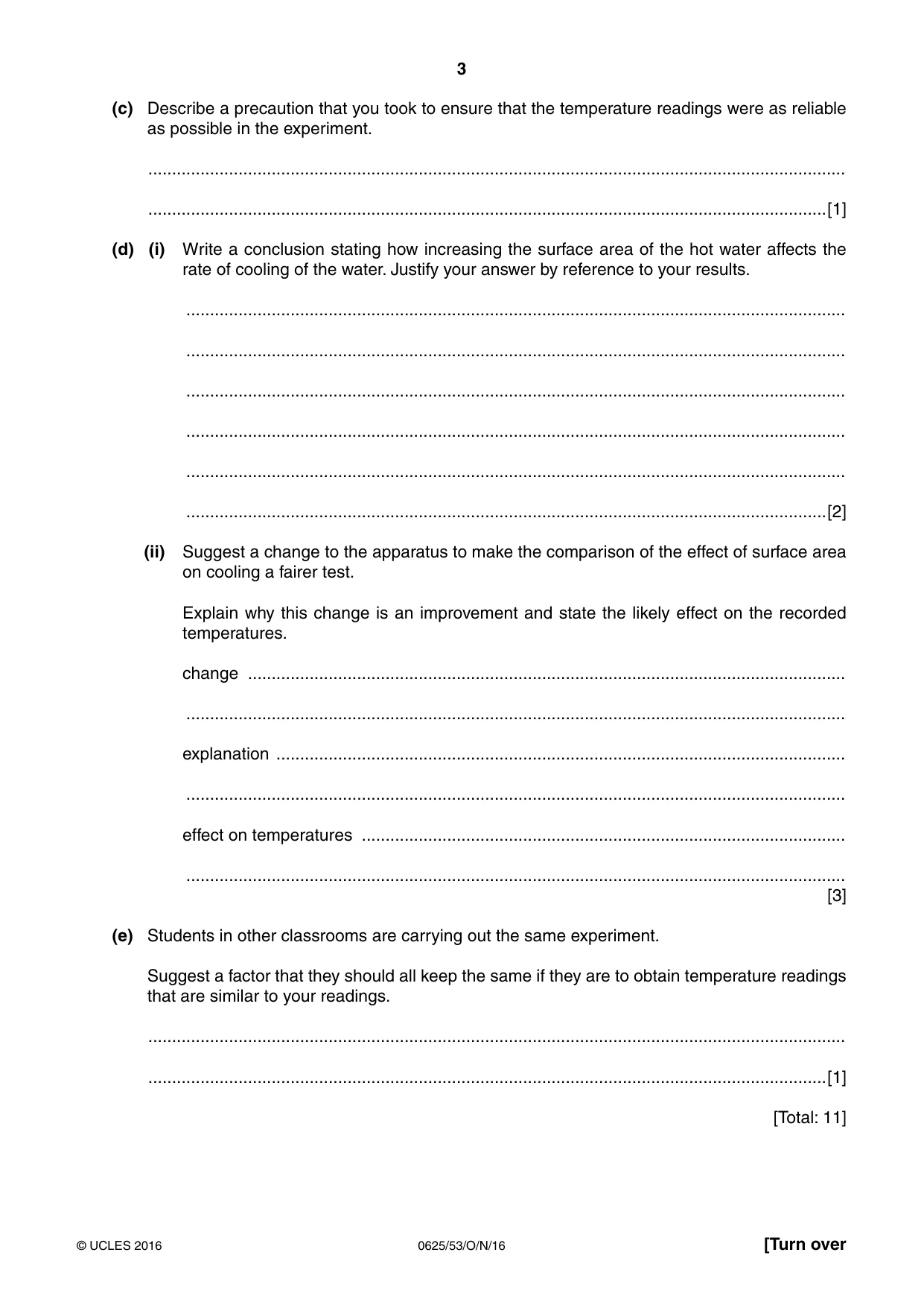 Cambridge IGCSE Physics 0625 2016 Oct/Nov Paper 5 · Variant 3 question paper, page 3 of 12